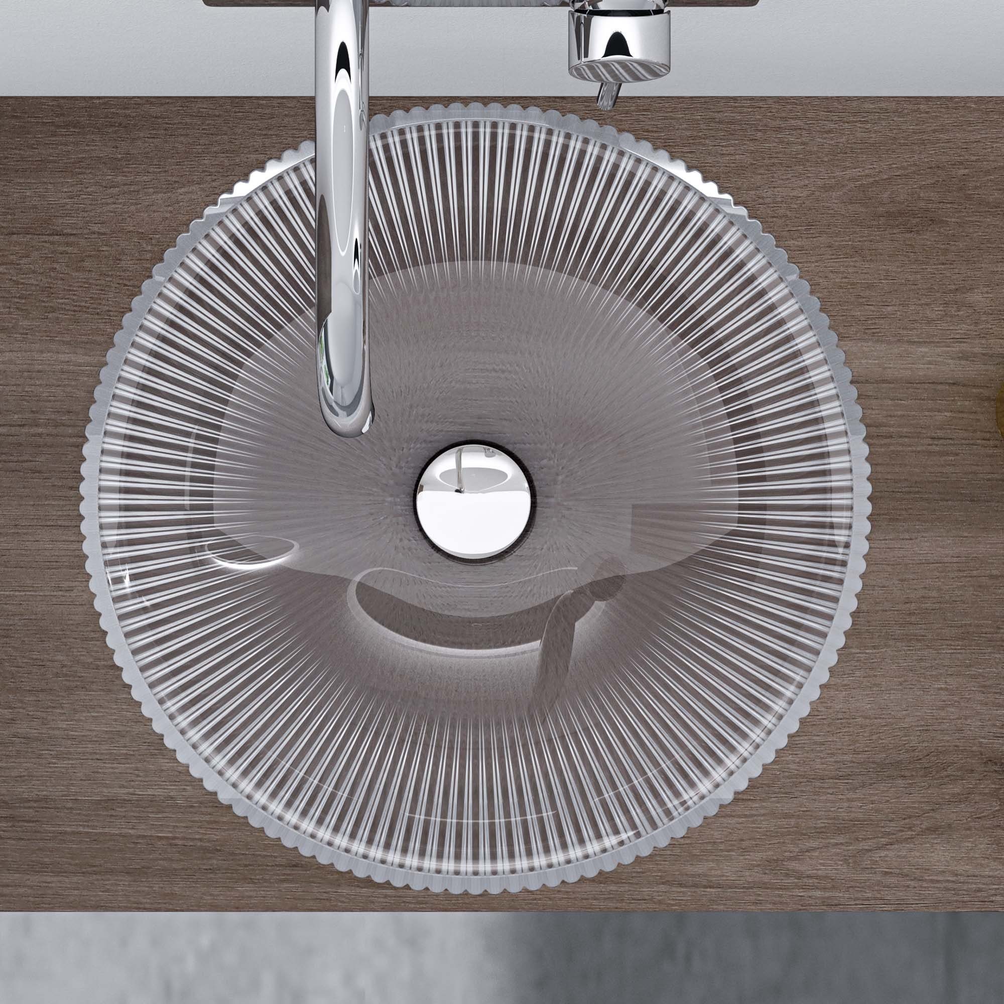 doporro Waschbecken Rund Kristallbecken Handwaschbecken Minerva01/06/07