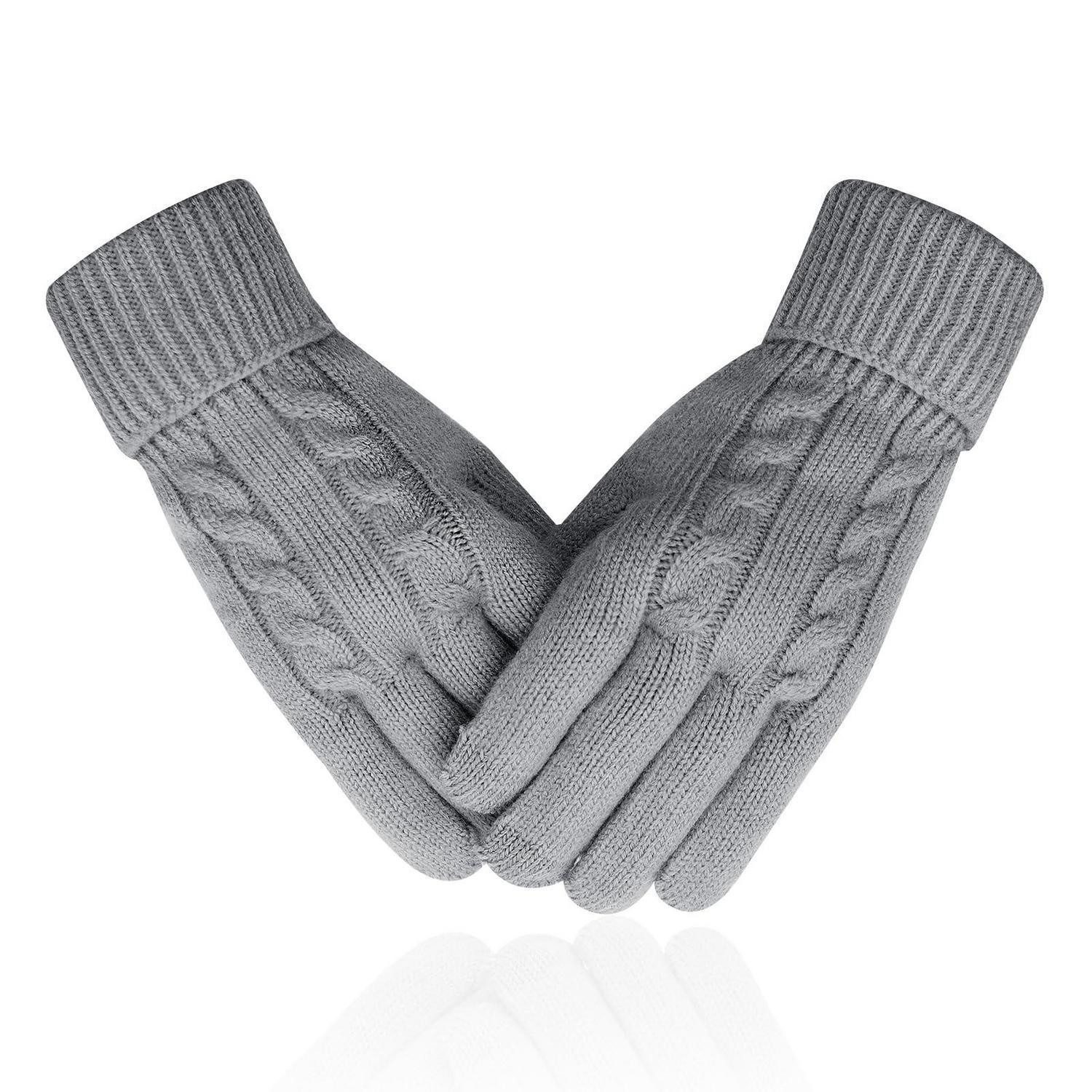 LuxusKollektion Strickhandschuhe Strick Handschuhe Touchscreen Lichtgrau (1-St)