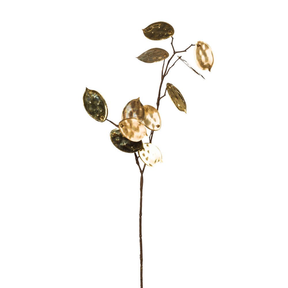 Kunstzweig Kunstpflanze PFENNIGBLATTZWEIG ca 47cm. Metallic. GOLD