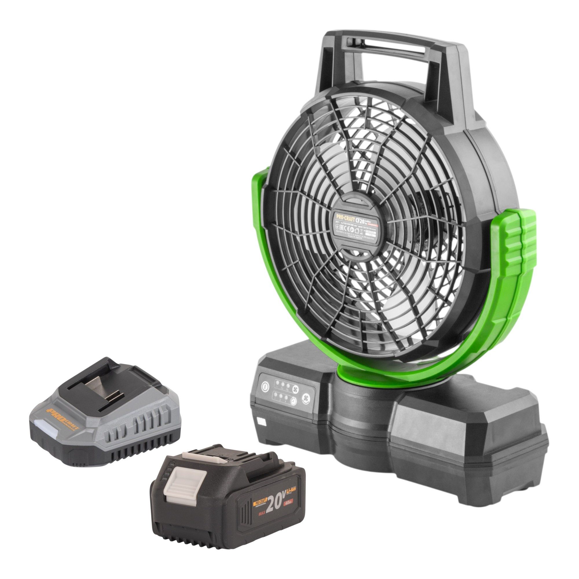 PRO CRAFT Akku-Standventilator CF20bb Akku Ventilator 20V 235 mm + 1x Akku 4,0 Ah + Ladegerät