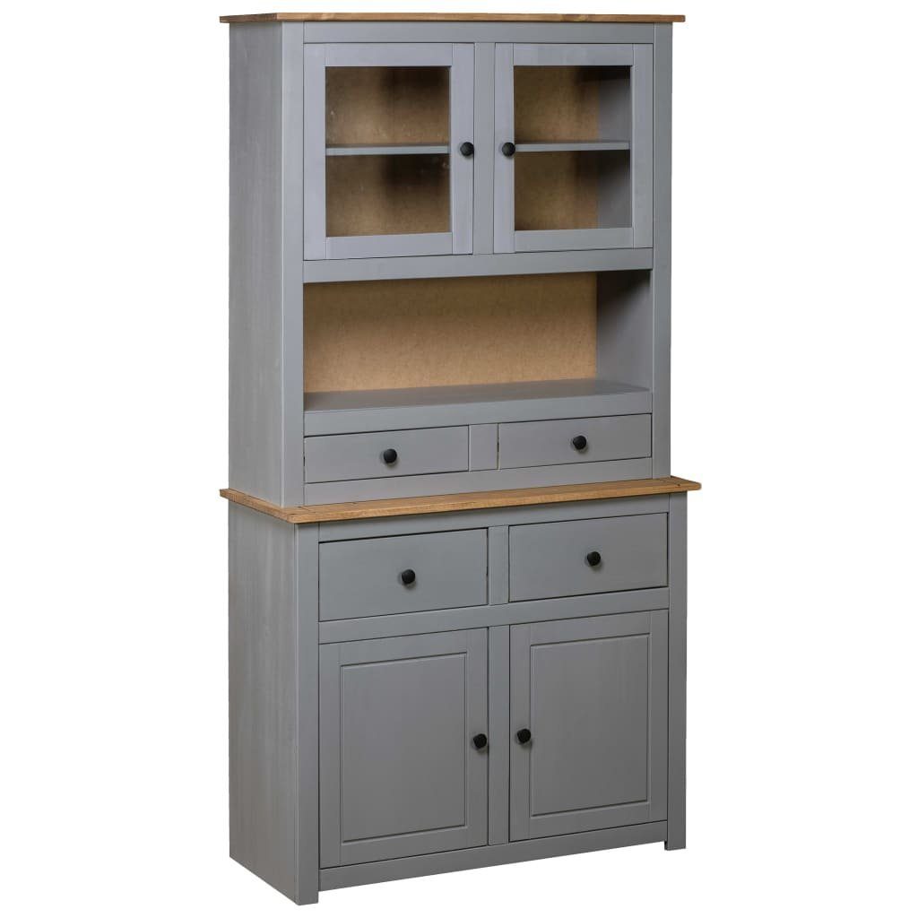 vidaXL Fächerschrank Highboard Grau 93x40,5x180 cm Kiefernholz Panama (1-St)