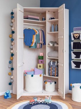 BioKinder - Das gesunde Kinderzimmer Eckkleiderschrank Lara mit Drehstangenschloss, 5 flexiblen Einlegeböden und 1 flexible Kleiderstange