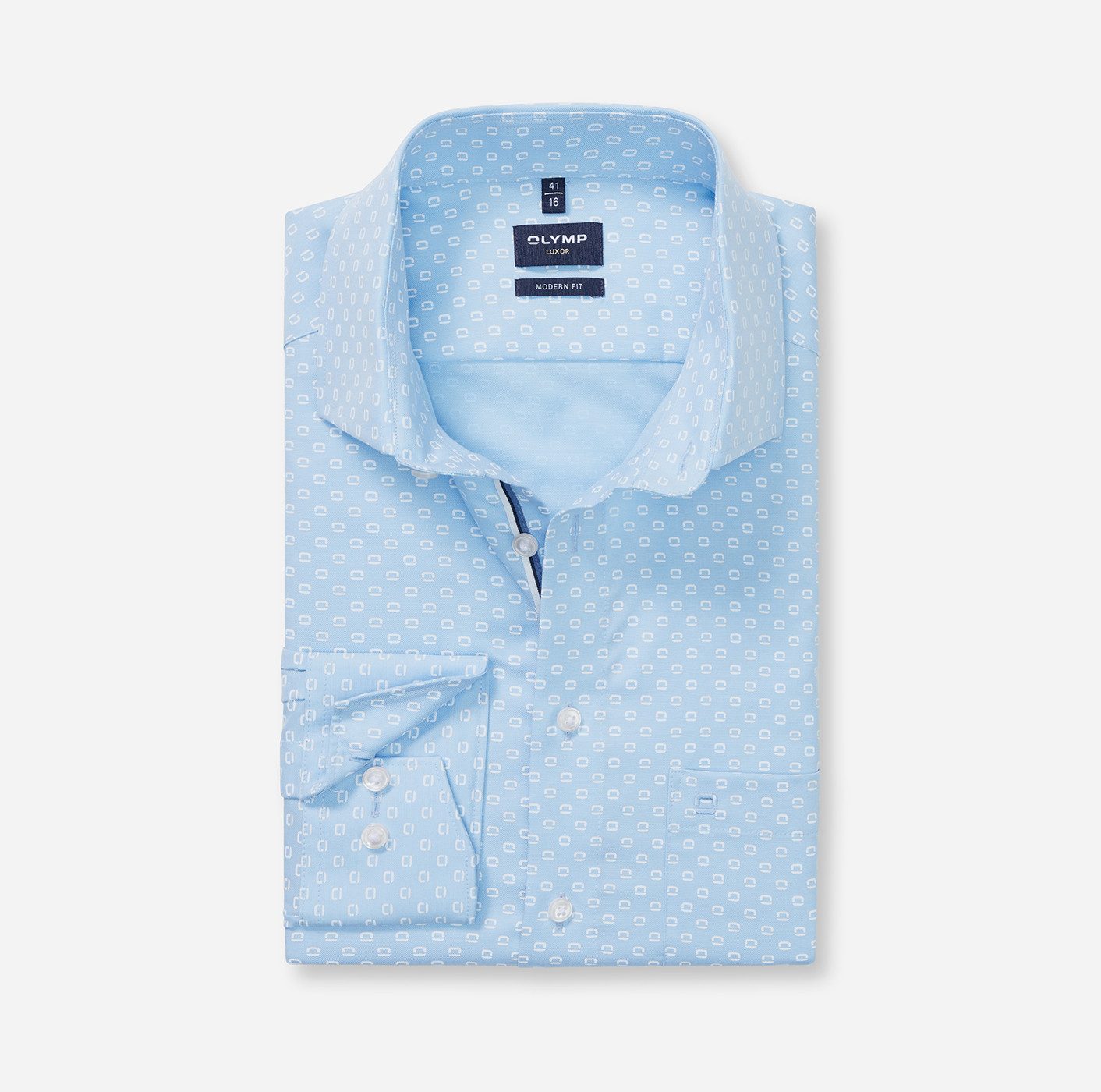 OLYMP Langarmhemd Luxor modern fit gemustert, Businesshemd, Global-Kentkrag günstig online kaufen