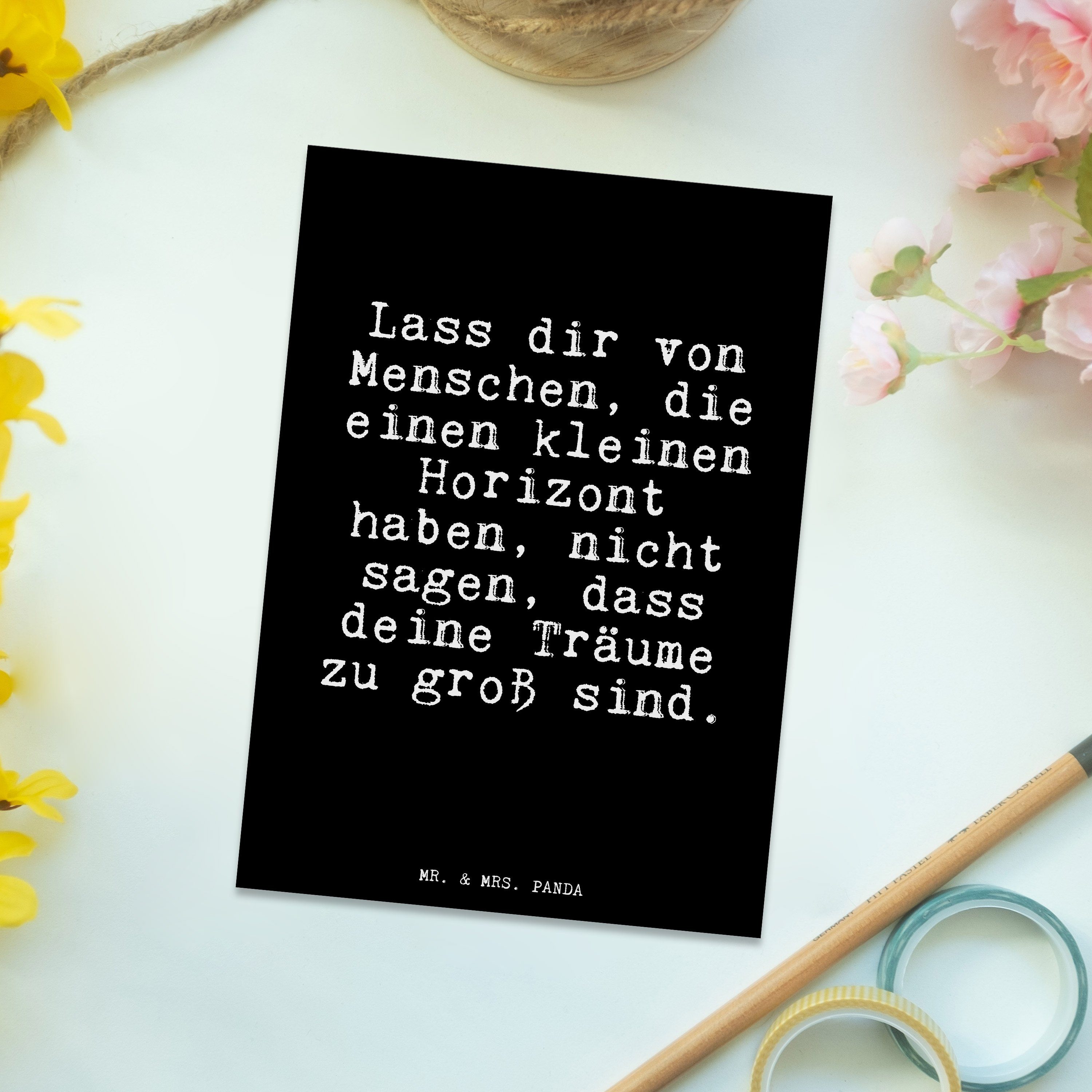 Panda Mrs. Motivation, Mr. - Spruch, Lass dir von Geschenk, W Postkarte Menschen,... Schwarz & -