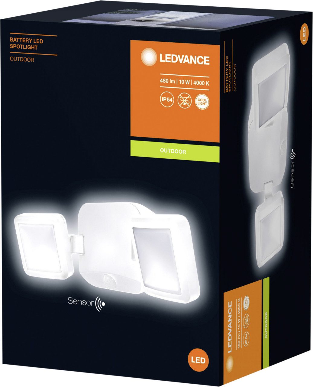 Ledvance Außen-Wandleuchte Ledvance LED Spotlight Double weiß, Inkl. Leuchtmittel, Mit Bewegungsmelder nicht dimmbar