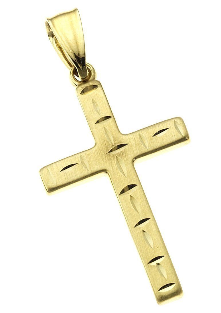 Firetti Kreuzanhänger Schmuck Geschenk Gold 333 Halsschmuck Anhänger für Halskette Kreuz
