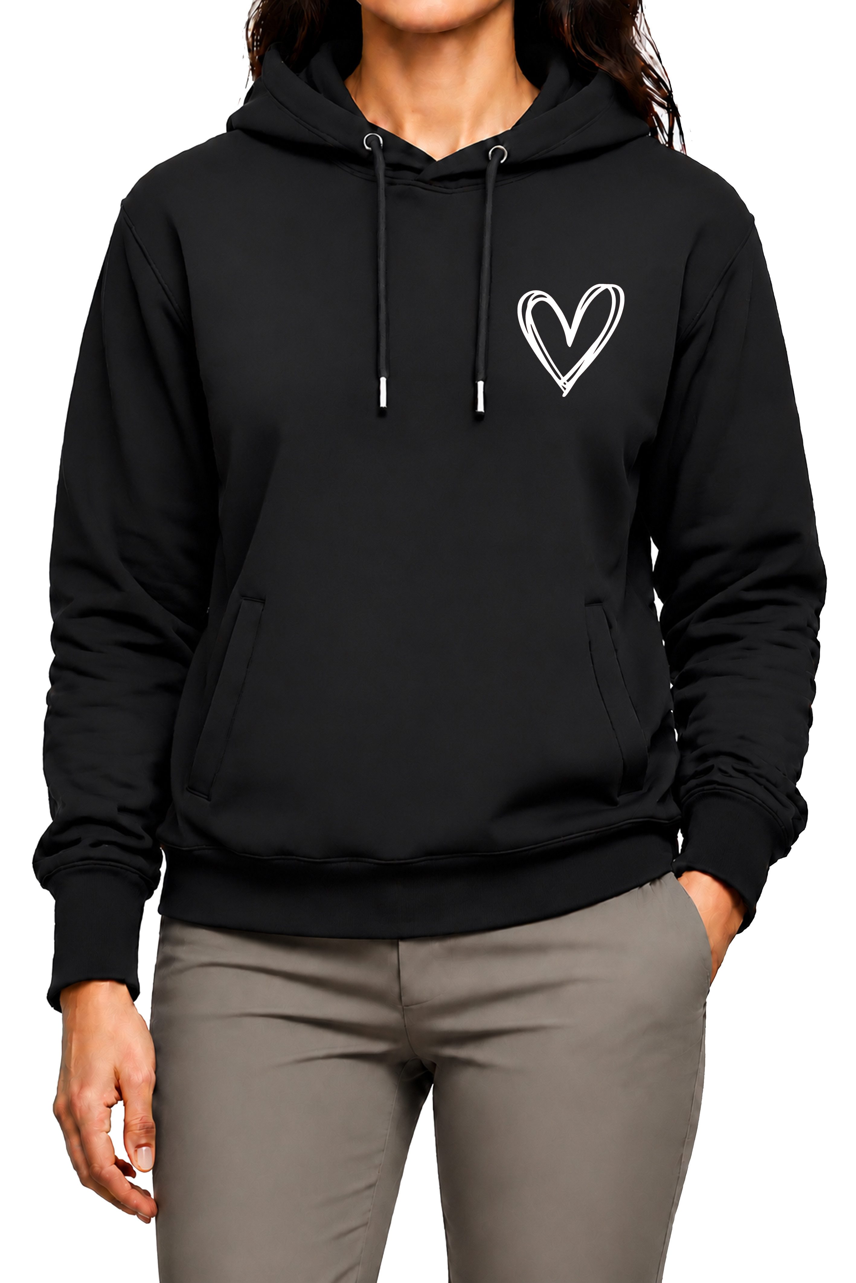 Banco Hoodie Damen Love Liebe Herz Kapuzenpullover Langarm Kapuzenpullover mit 2 Eingriffstaschen