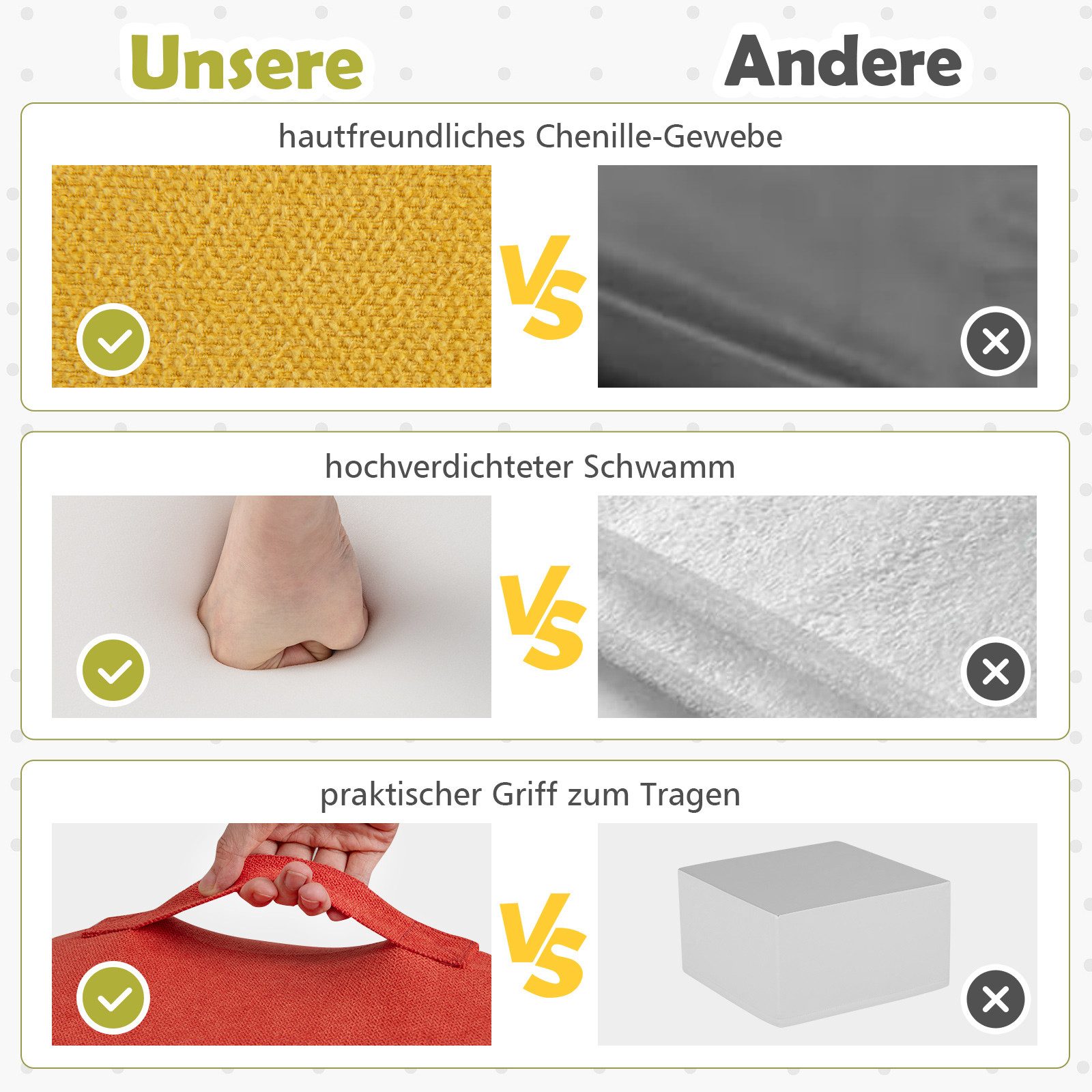COSTWAY Schaumstoff Kletterblöcke Spielbausteine, (6 St), für Kinder zum Klettern – Bild 4 von 5