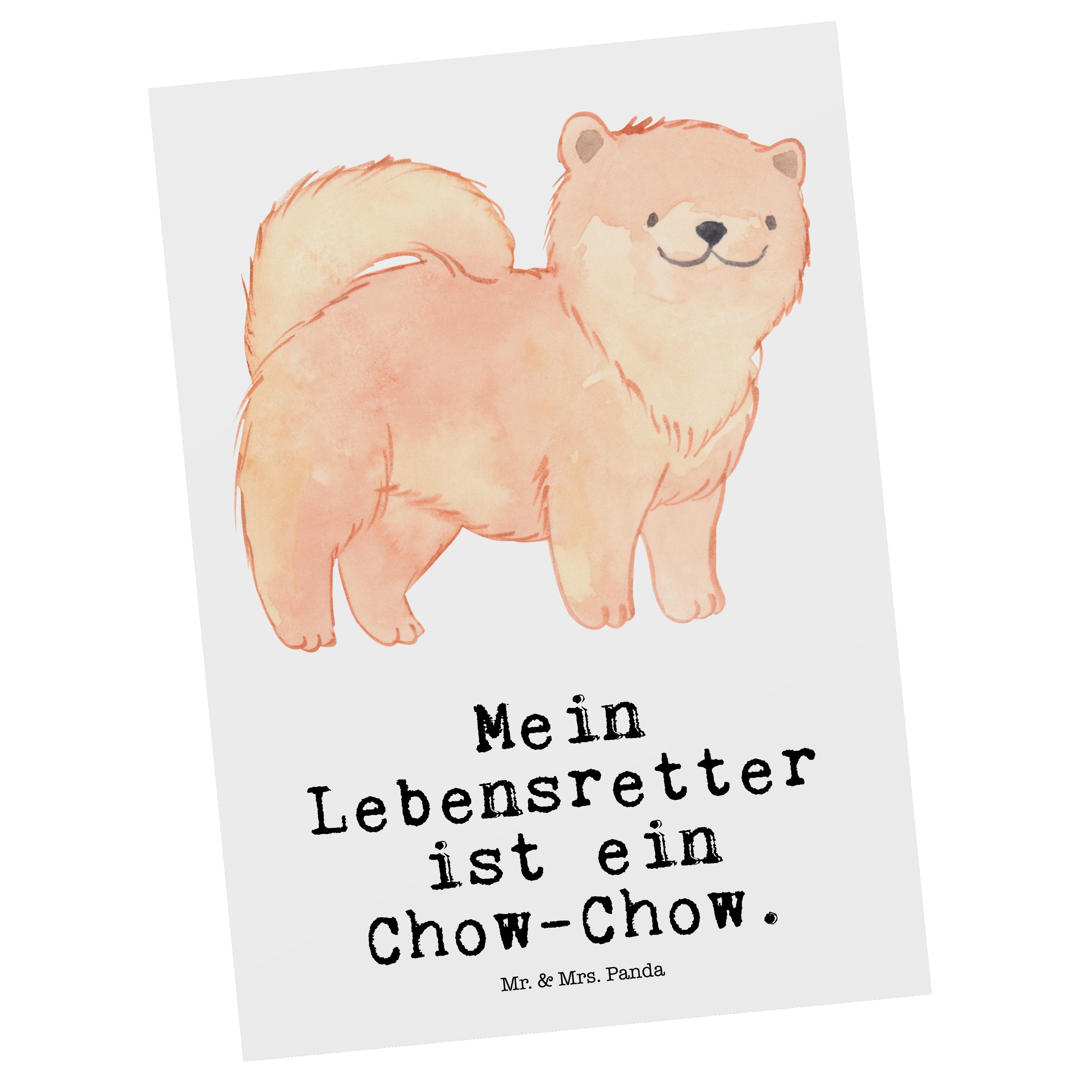 Mr. & Mrs. Panda Postkarte Chow-Chow Lebensretter - Weiß - Geschenk, Hund, Einladungskarte, Sche