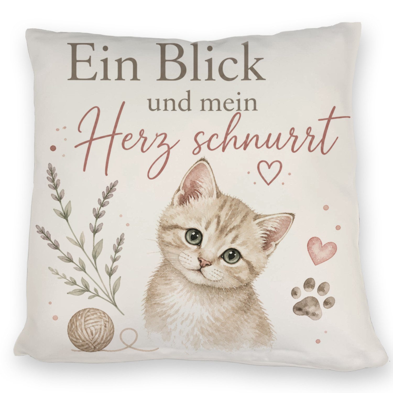speecheese Dekokissen Kissen Ein Blick verzaubert Sofakissen mit Herzschnurren Spruch: und