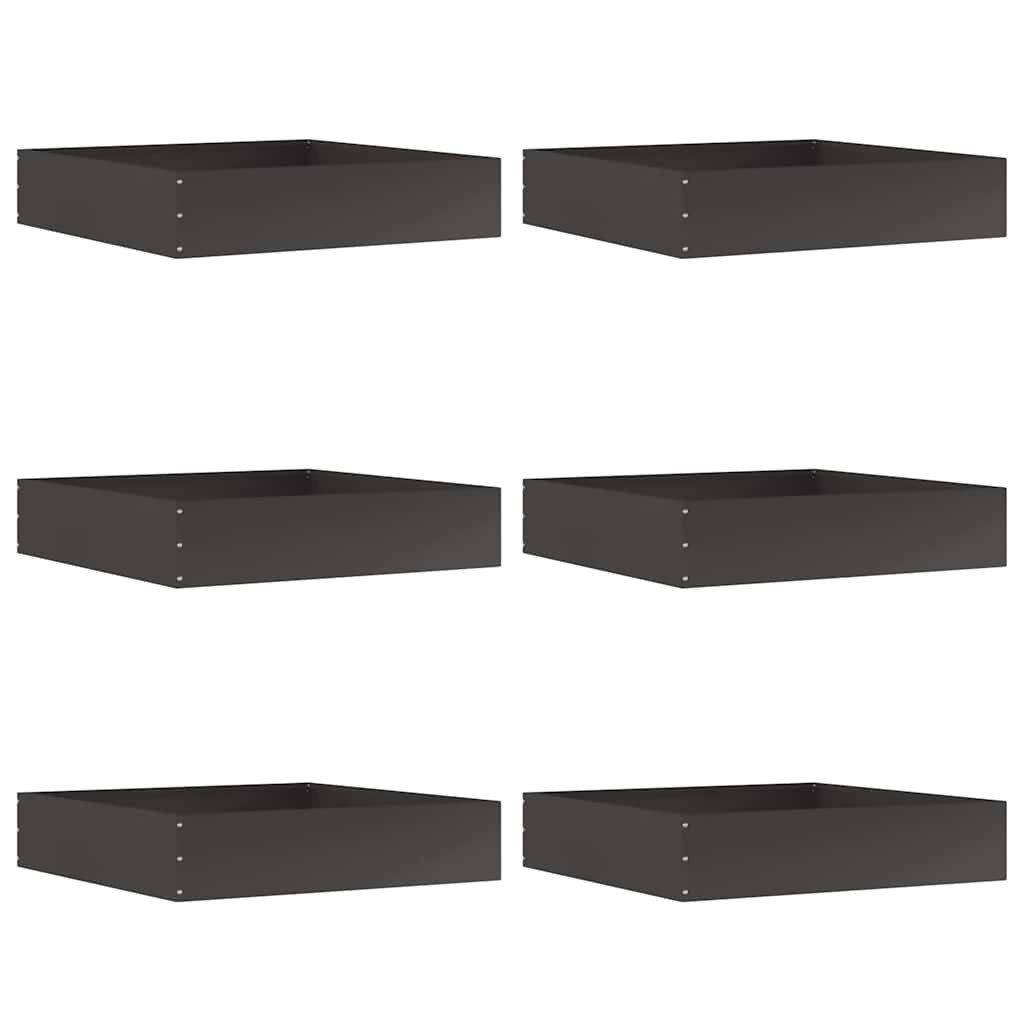 vidaXL Beetumrandung Raseneinfassung 6 Stk. 60 x 60 x 13 cm Stahl Schwarz
