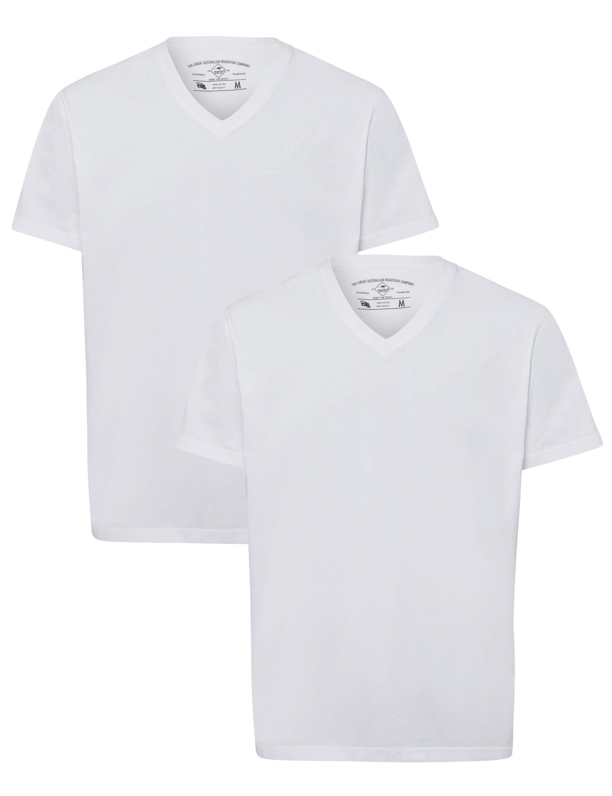 ROADSIGN australia T-Shirt Basic (1, 1-tlg., 1) mit V-Ausschnitt, 100% Baumwolle (2-er Pack)