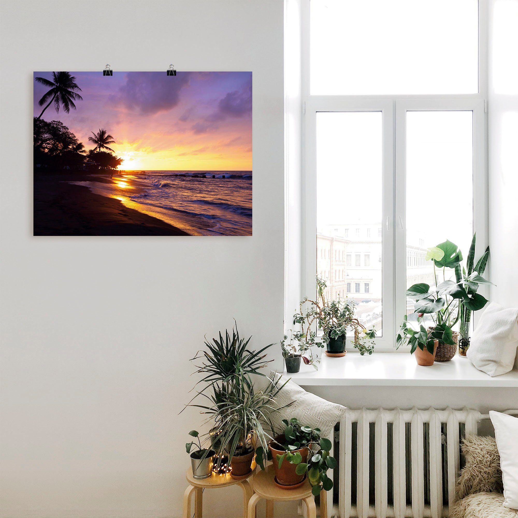 Sonnenaufgang oder Artland Strand, in Poster Wandaufkleber (1 & -untergang als Alubild, Tropischer versch. St), Wandbild Leinwandbild, Größen