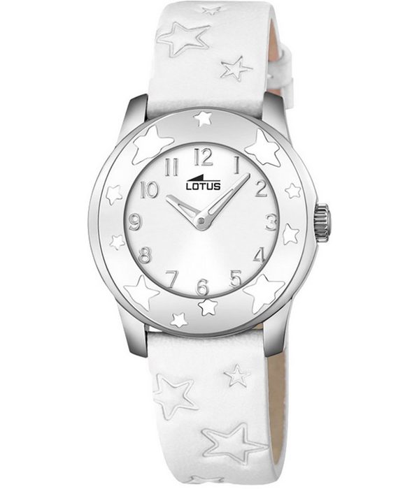 Lotus Quarzuhr Lotus Jugend Uhr Elegant L18274/1 Leder (Armbanduhr) Jugend Armbanduhr rund klein (ca. 28mm) Lederarmband weiß