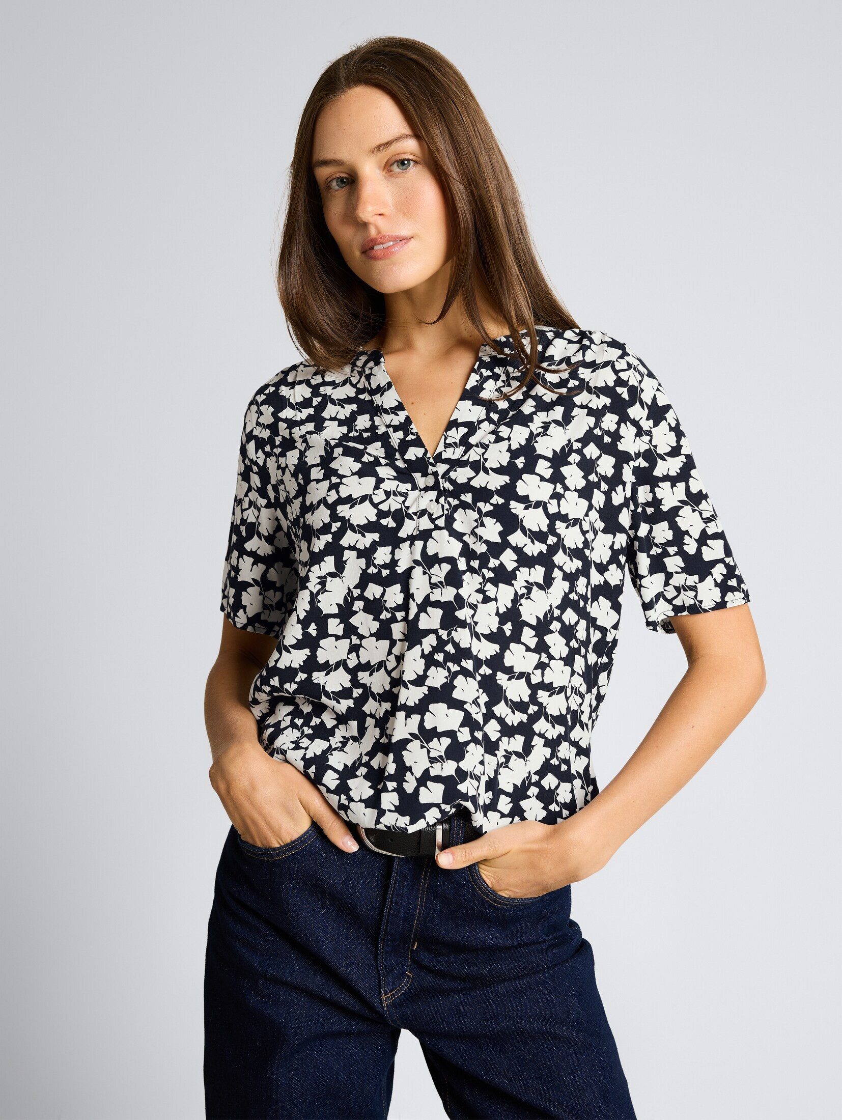 TOM TAILOR Kurzarmbluse Blusen & Shirts Bluse mit Muster günstig online kaufen