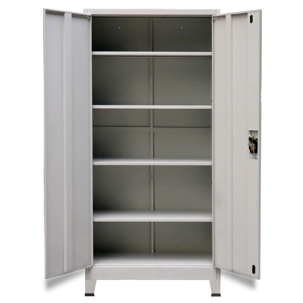 Aktenschrank 2 cm Türen Grau mit furnicato 90x40x180 Büroschrank Stahl