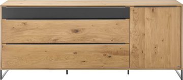 GALLERY M branded by Musterring Sideboard Alan, Front in Eiche Bainco Massiv geölt, Kufengestell in Metall anthrazit