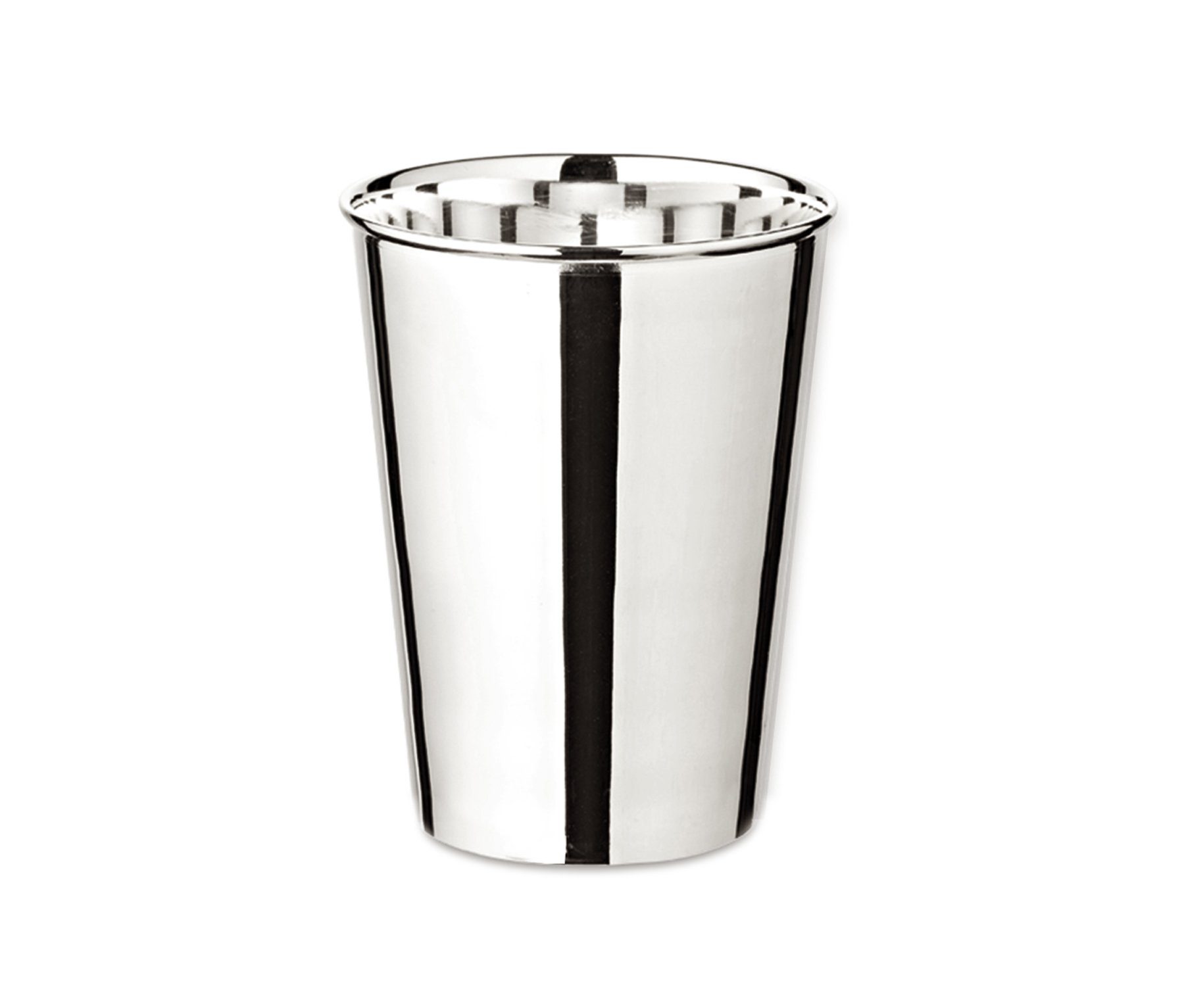 EDZARD Becher Konus, Messing, Trinkbecher im cleanen Design, Vase mit Silber-Optik, gravurfähig, schwerversilbert, 200 ml