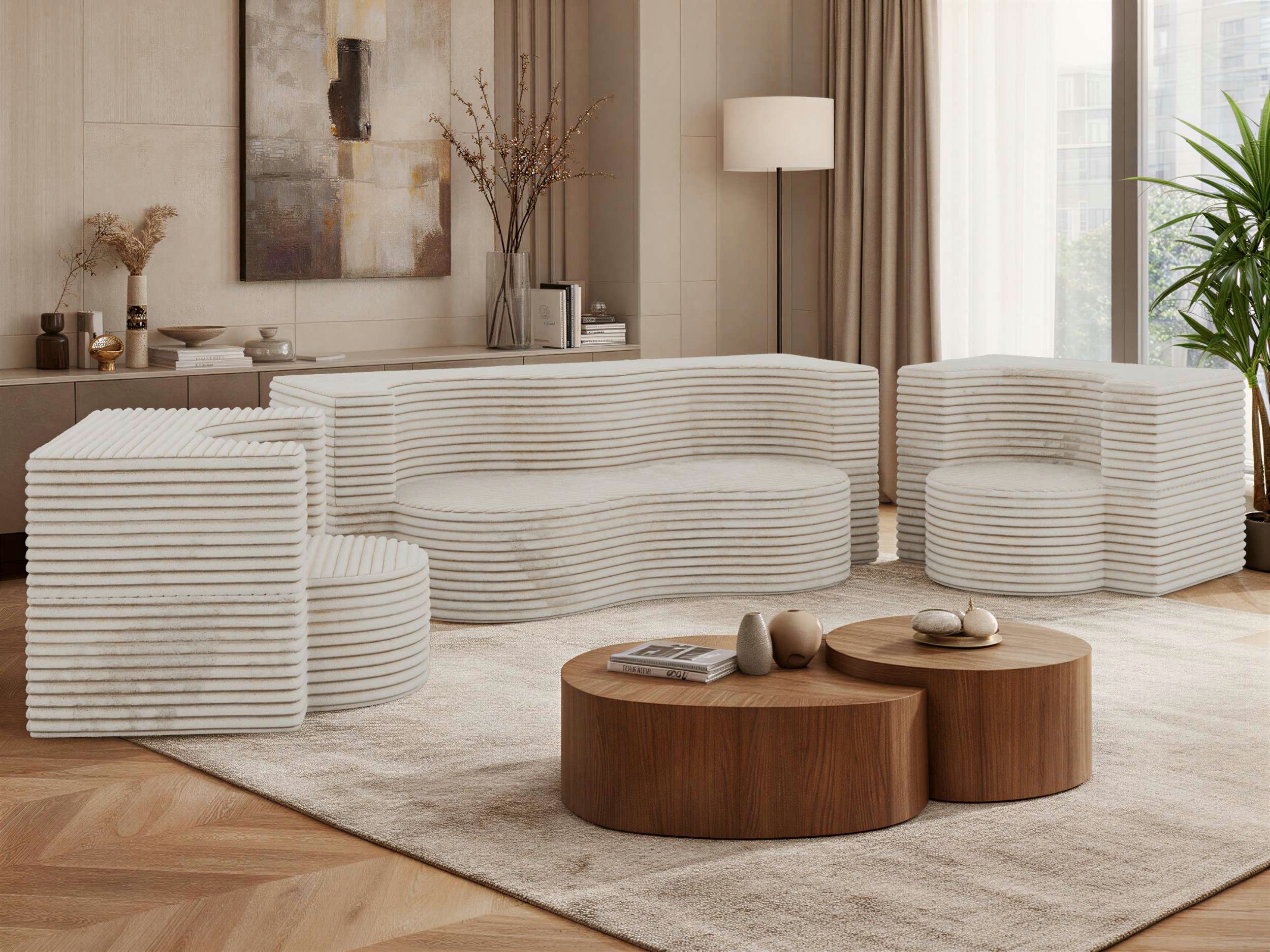 MKS MÖBEL Polstergarnitur SANOA, (2 + 1 + 1 Set, bestehend aus 2x Sessel und 1x 2-Sitzer), mit Schlaffunktion, Schaumstoff Sofa Set 2+1+1