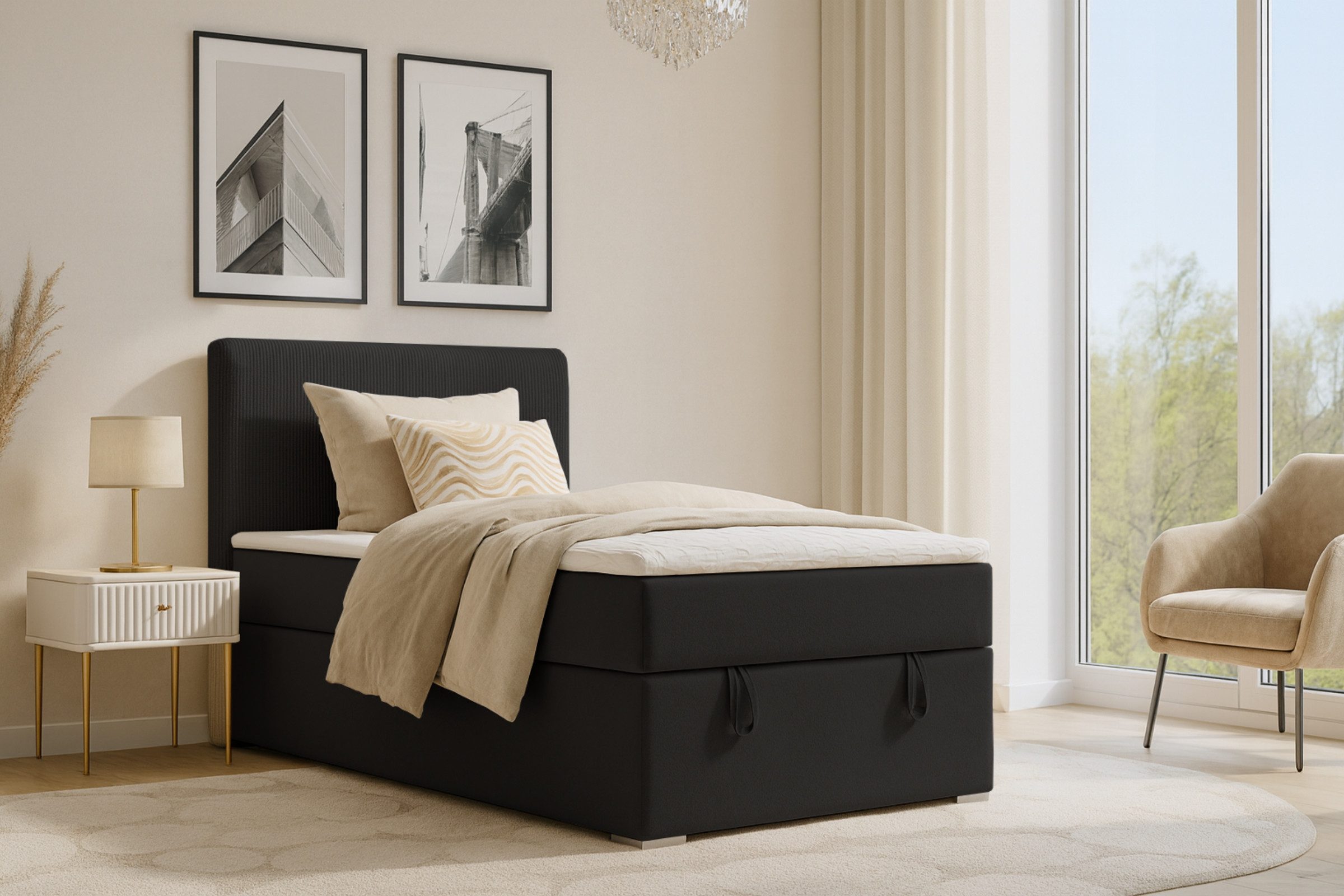 Deine Möbel 24 Boxspringbett DAGA MINI Boxbett Polsterbett Kompletbett Velo günstig online kaufen