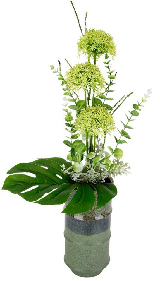 Kunstblume Allium, I.GE.A., Höhe 65 cm, In Vase aus Keramik exotisches  Kunstblumenarrangement