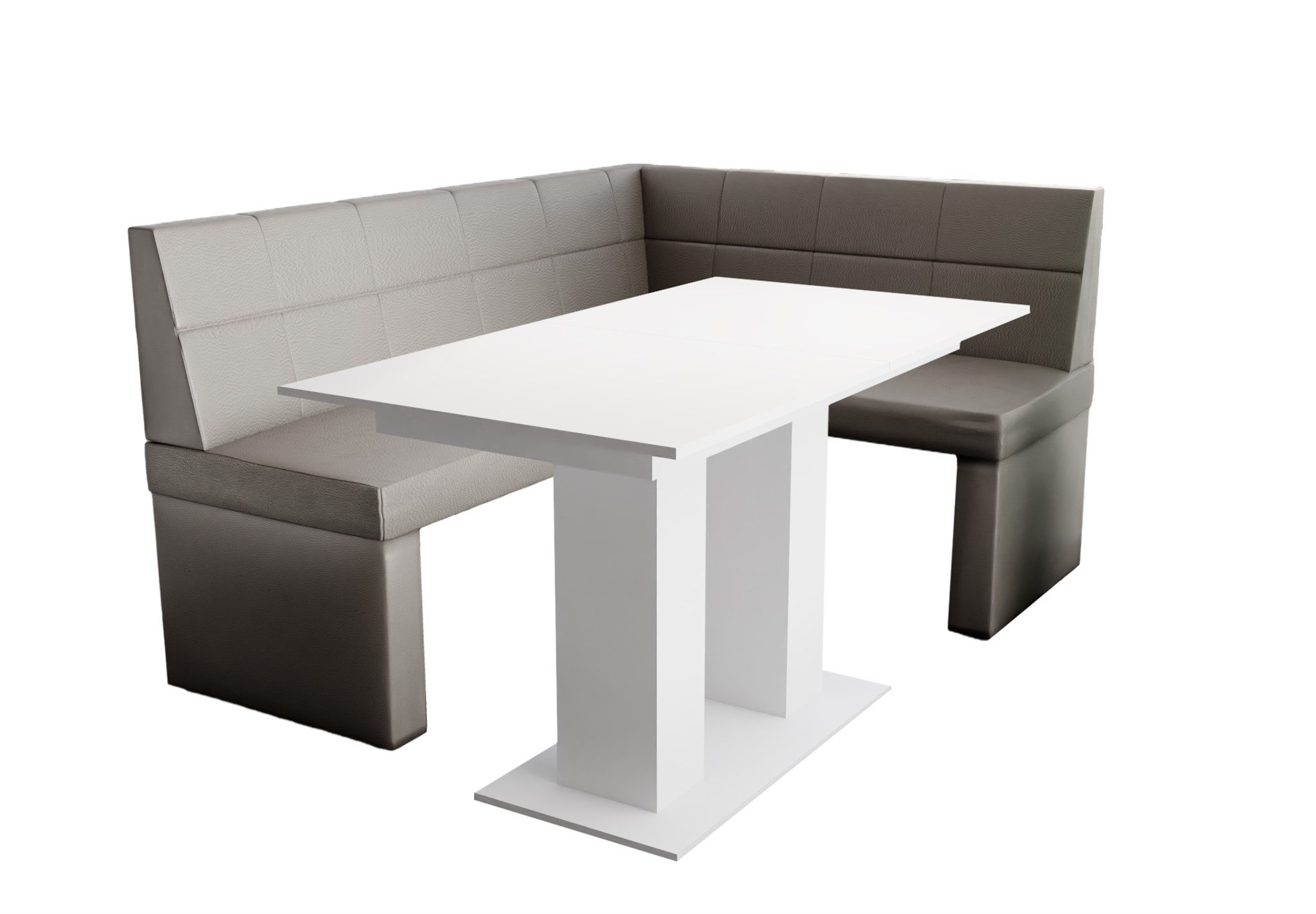 Fun Möbel Eckbankgruppe Eckbankgruppe „BLAKE XL“ Größe 196x142cm mit Tisch Weiß matt, ausziehbarer Tisch