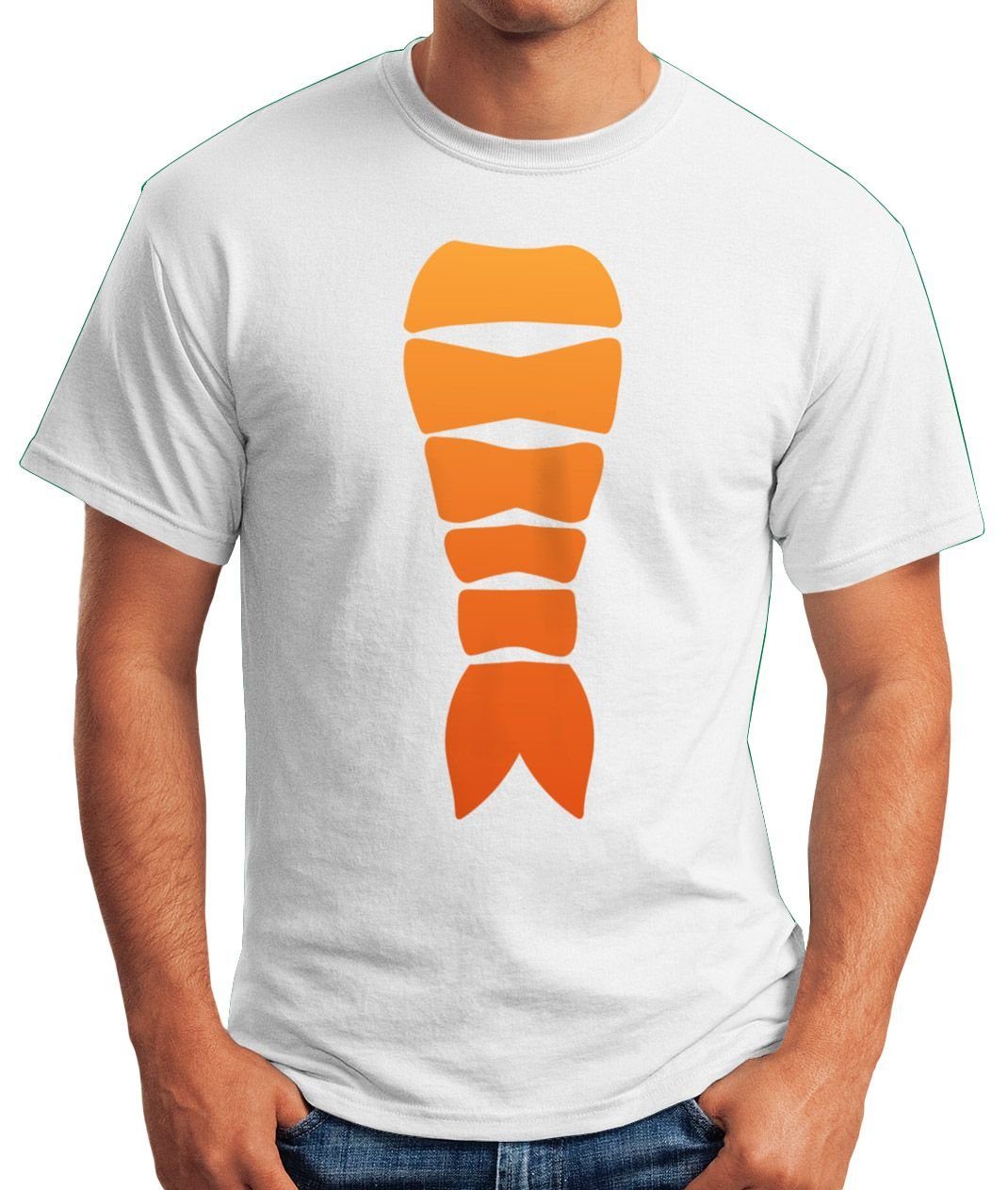 Shrimp Verkleidung mit Garnele Sushi Print-Shirt Kostüm Karneval Moonworks® T-Shirt Herren Nigiri MoonWorks Print Fasching