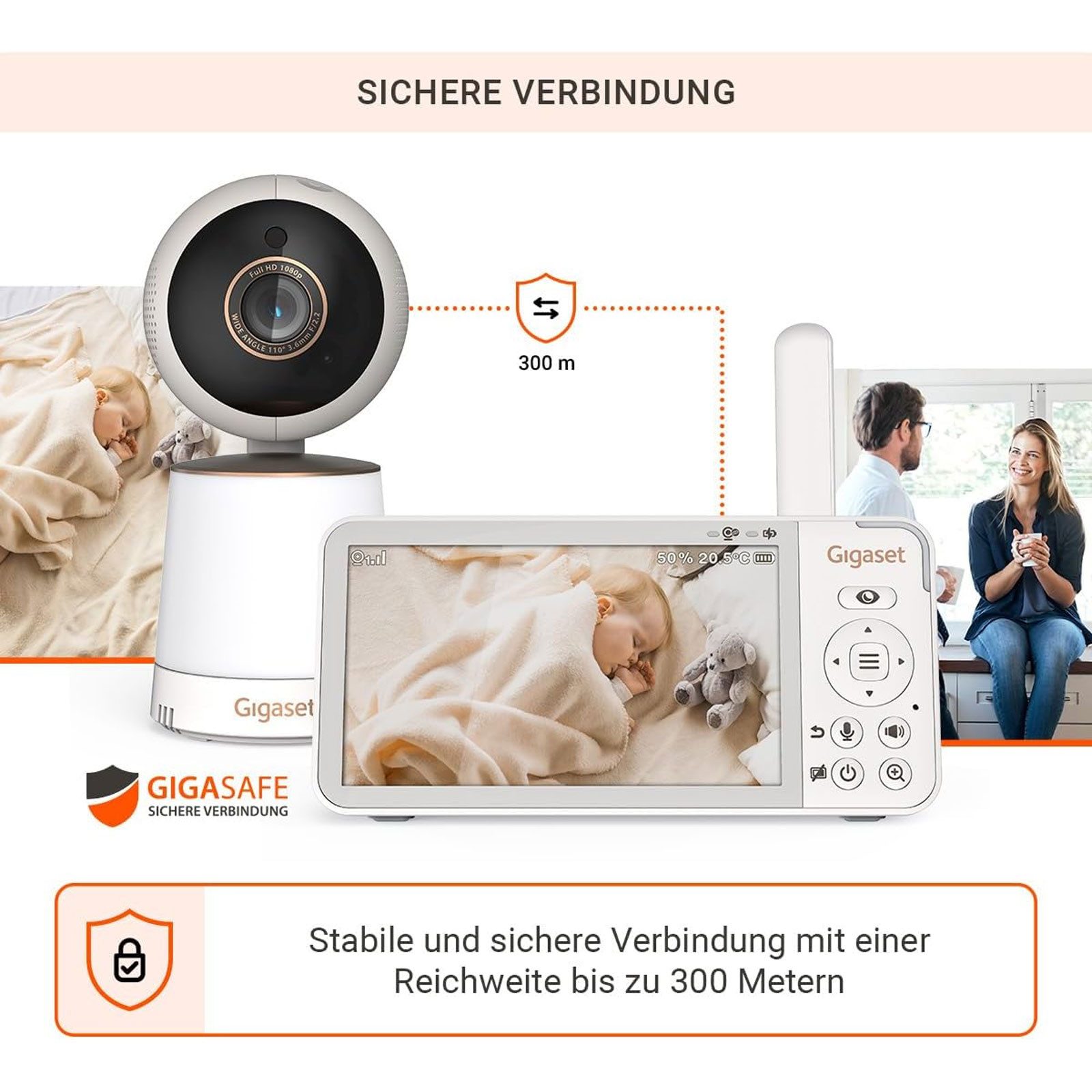 Gigaset Video-Babyphone BABY 500, Zwei-Wege-Audioübertragung