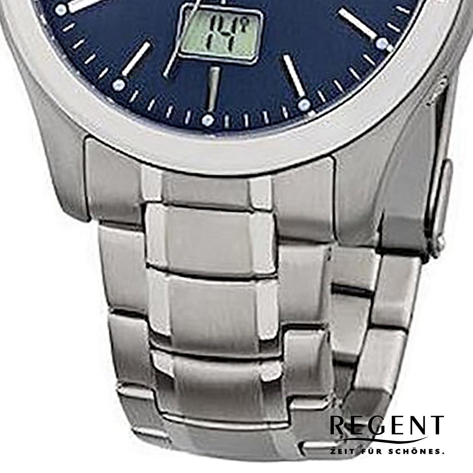 Regent Funkuhr Regent Herren Uhr BA-310 Metall Funkwerk, Herren Funkuhr  rund, groß (ca. 41mm), Titan, Elegant