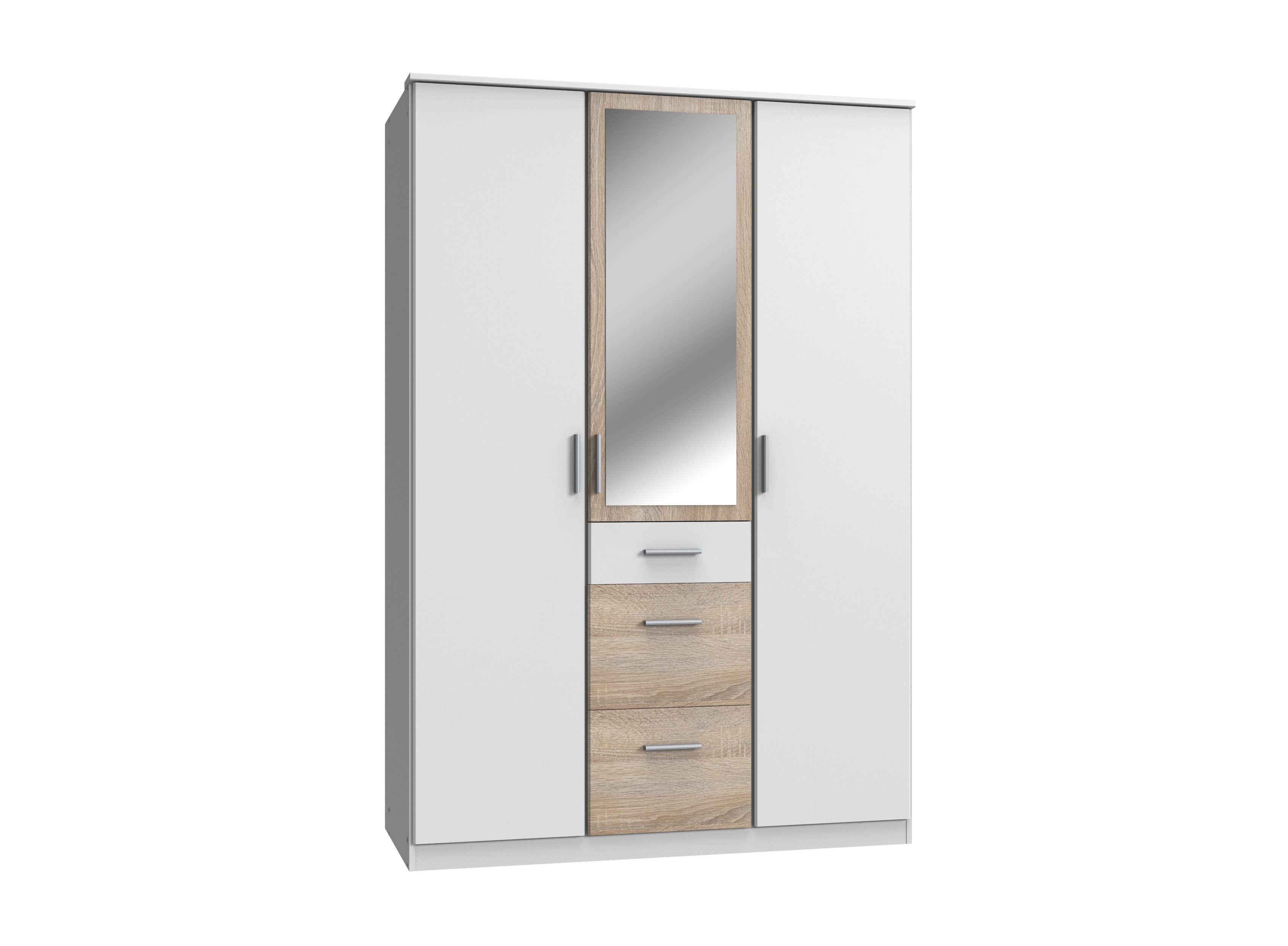 möbel-direkt.de Kleiderschrank Joker in Weiß Eiche Sägerau (komplett, 1-St., Drehtürenschrank, begehbarer Eckkleiderschrank) Made in Germany