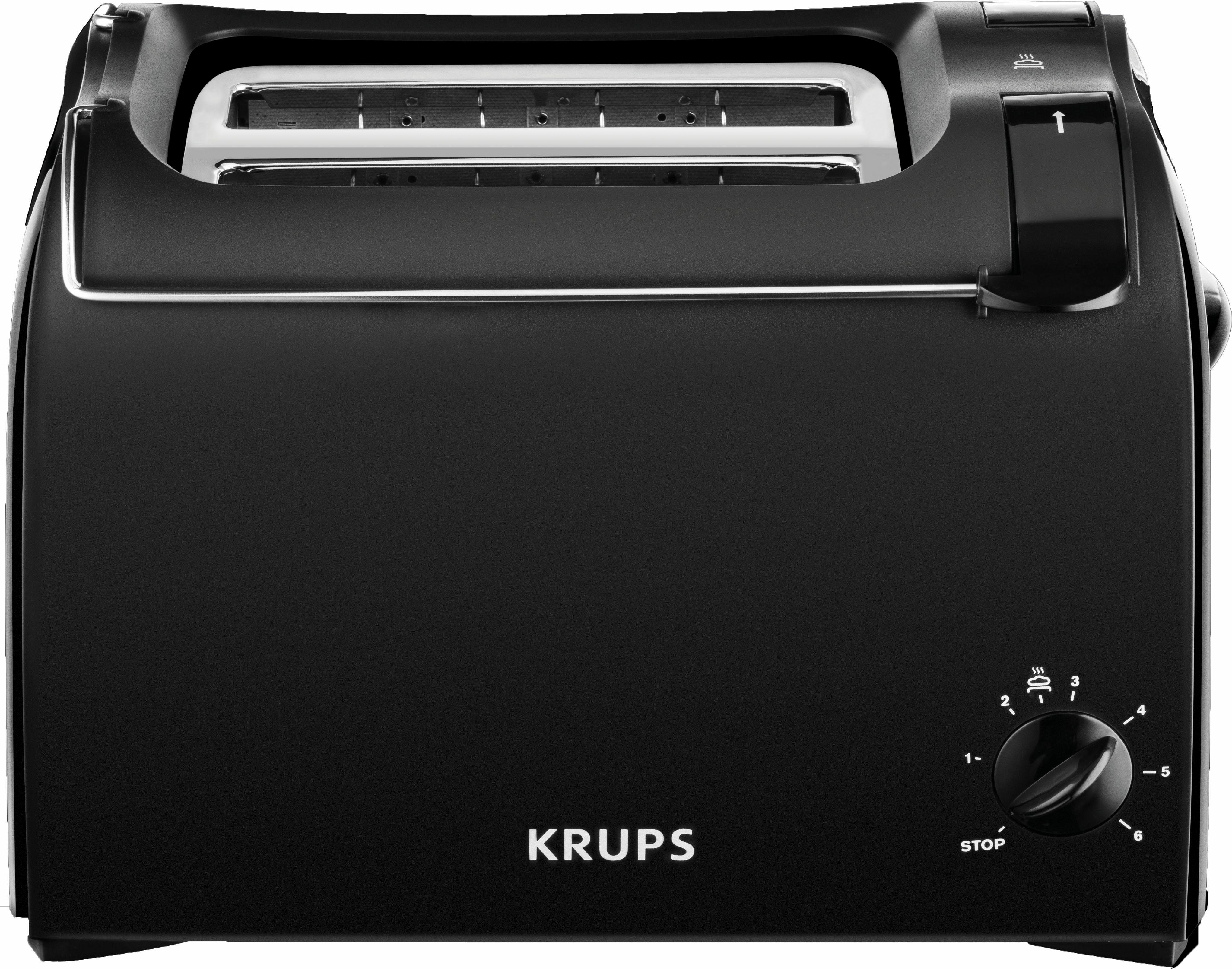 Krups Toaster Pro Aroma KH1518, 2 kurze Schlitze, für 2 Scheiben, 850 W, Krümelschublade, 6 Bräunungsstufen, Hebe-Funktion