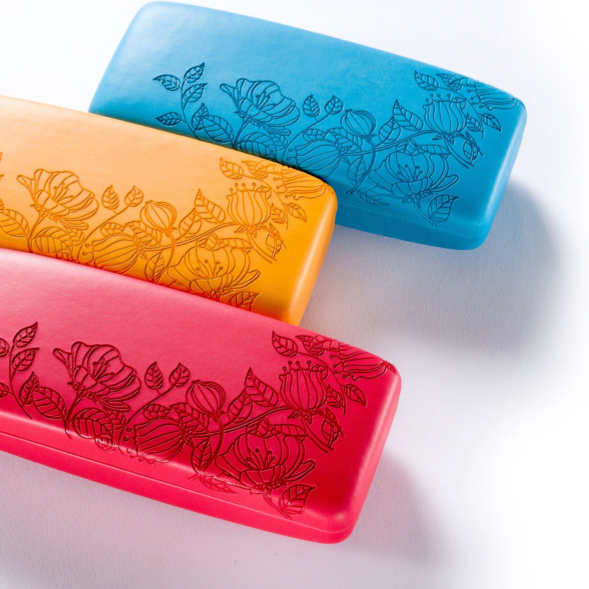 FEFI Brillenetui Hardcase im geprägten Blumen-Design, inklusive Mikrofasertuch