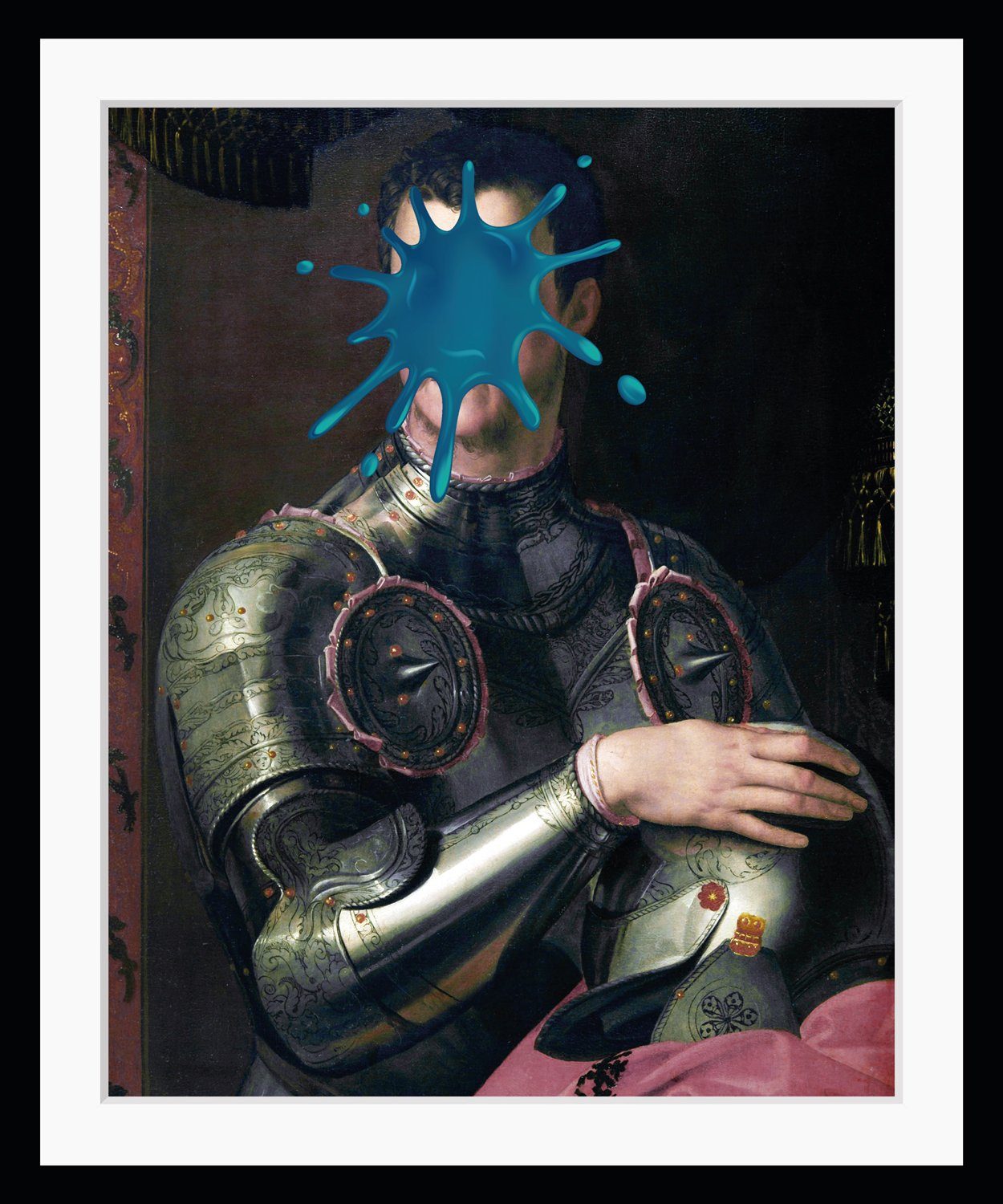 queence Bild Herbert mit Farbklecks, Bilder von Männern, Gemälde, Historische Persönlichkeiten, Kunst, Mann, Ritter, HD Premium Poster-Druck inkl. Holzrahmen