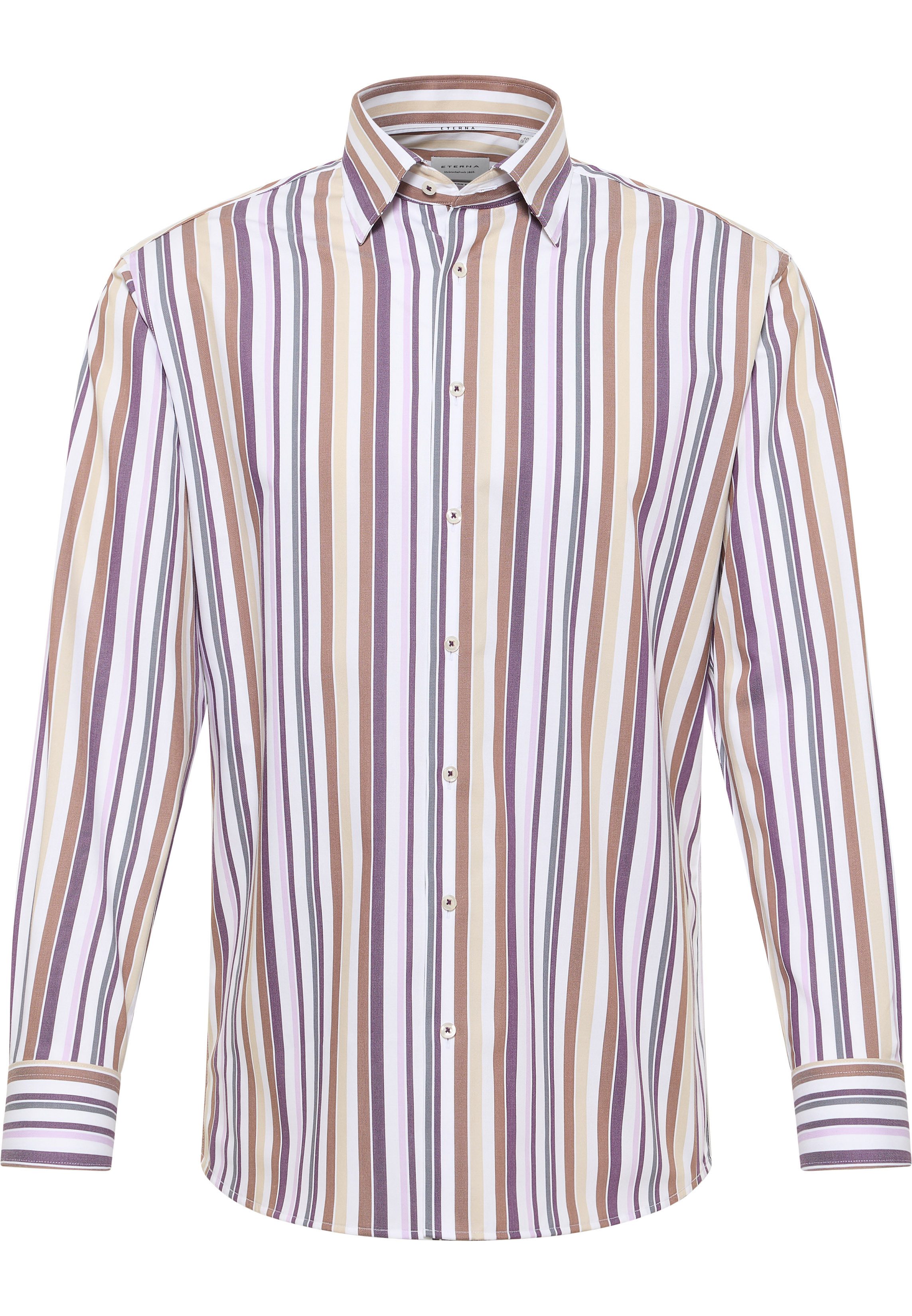 Eterna Businesshemd ETERNA MODERN FIT Langarm Hemd twill flieder-lila gestreift 1245-96-X1