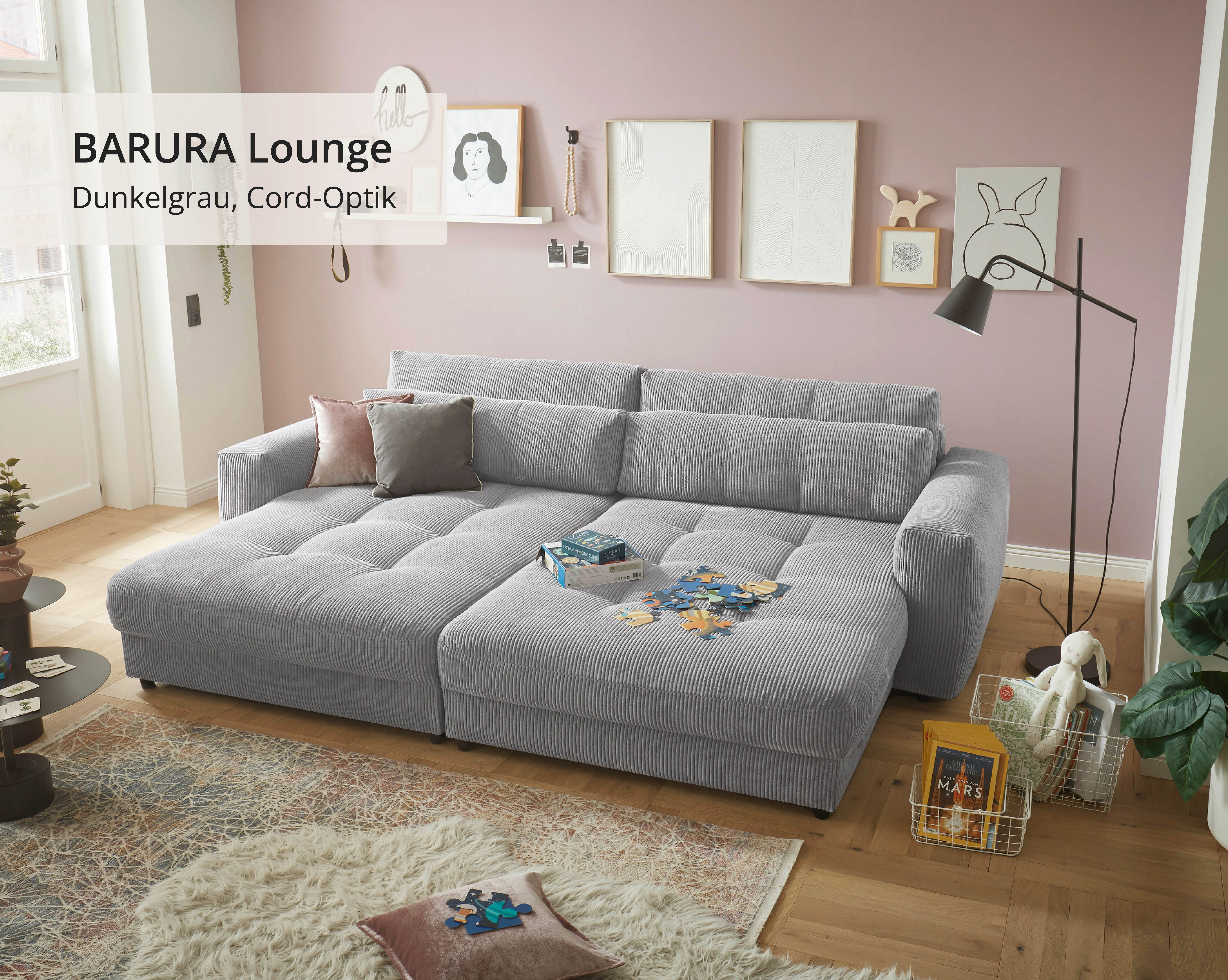 ED EXCITING DESIGN Big-Sofa Loveseat, 2-Sitzer, Barura, Breite 292, 2 Teile, Big-Sofa mit 2 Nierenkissen