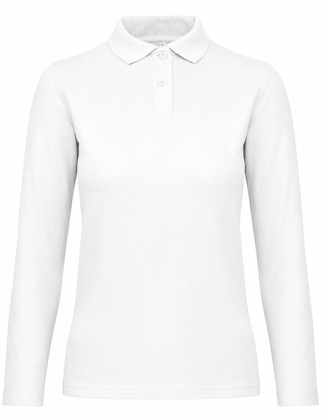 B&C Langarm-Poloshirt Damen Long Sleeve Polo ID.001 / 100 % Baumwollpiqué