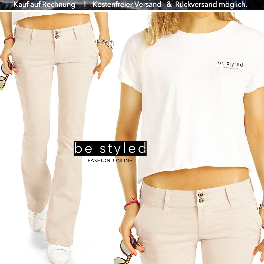 be styled Stoffhose Hüfthosen BIO-7 Fair - Bio-Baumwolle Bio mit blau Chinohosen Damen Bootcut Stretch-Anteil