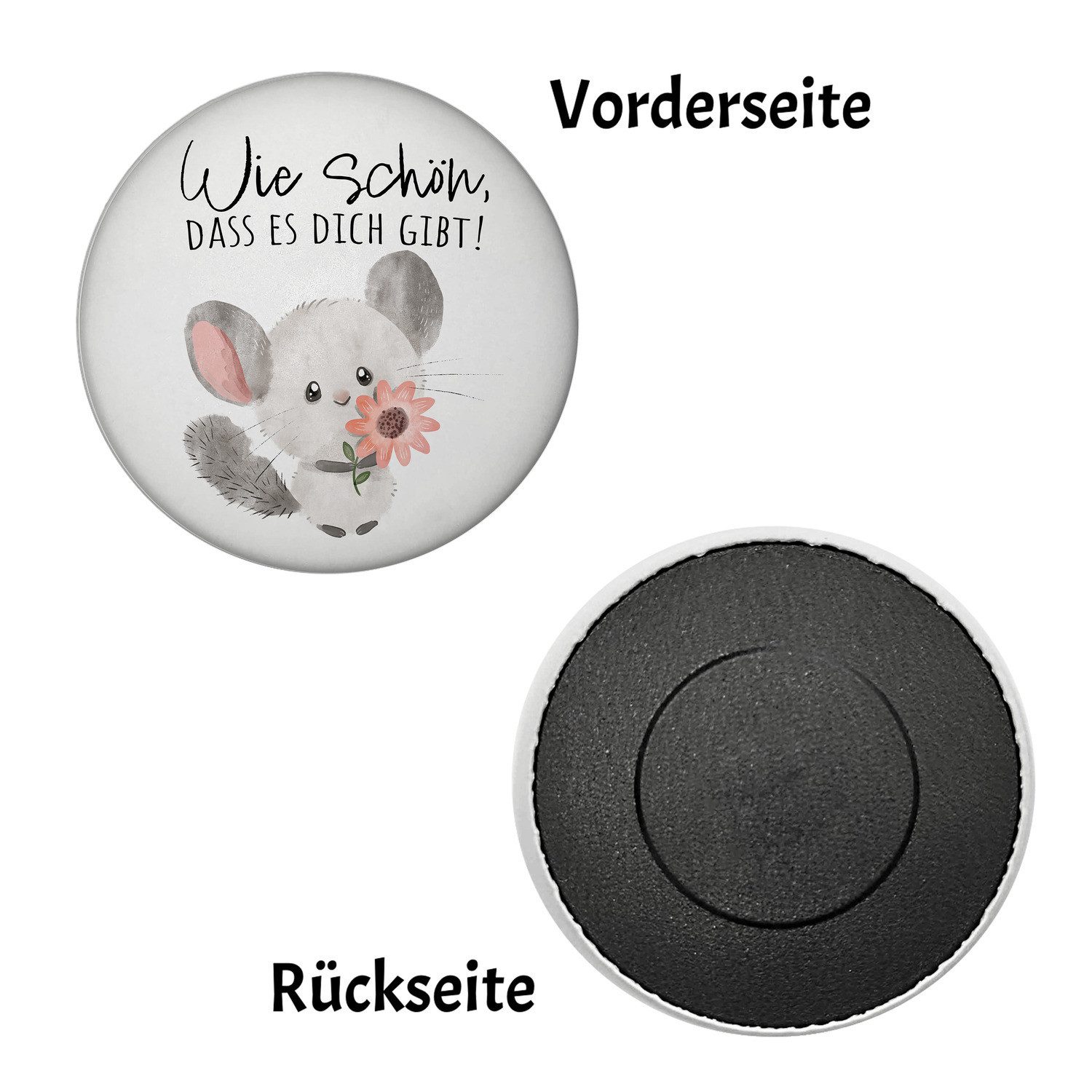 speecheese Magnet Chinchilla Magnet rund rund mit Spruch Wie schön dass es dich gibt