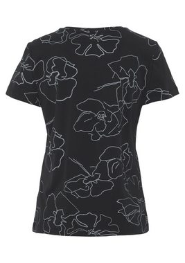 LASCANA Kurzarmshirt -T-Shirt mit Blütendruck, Loungewear