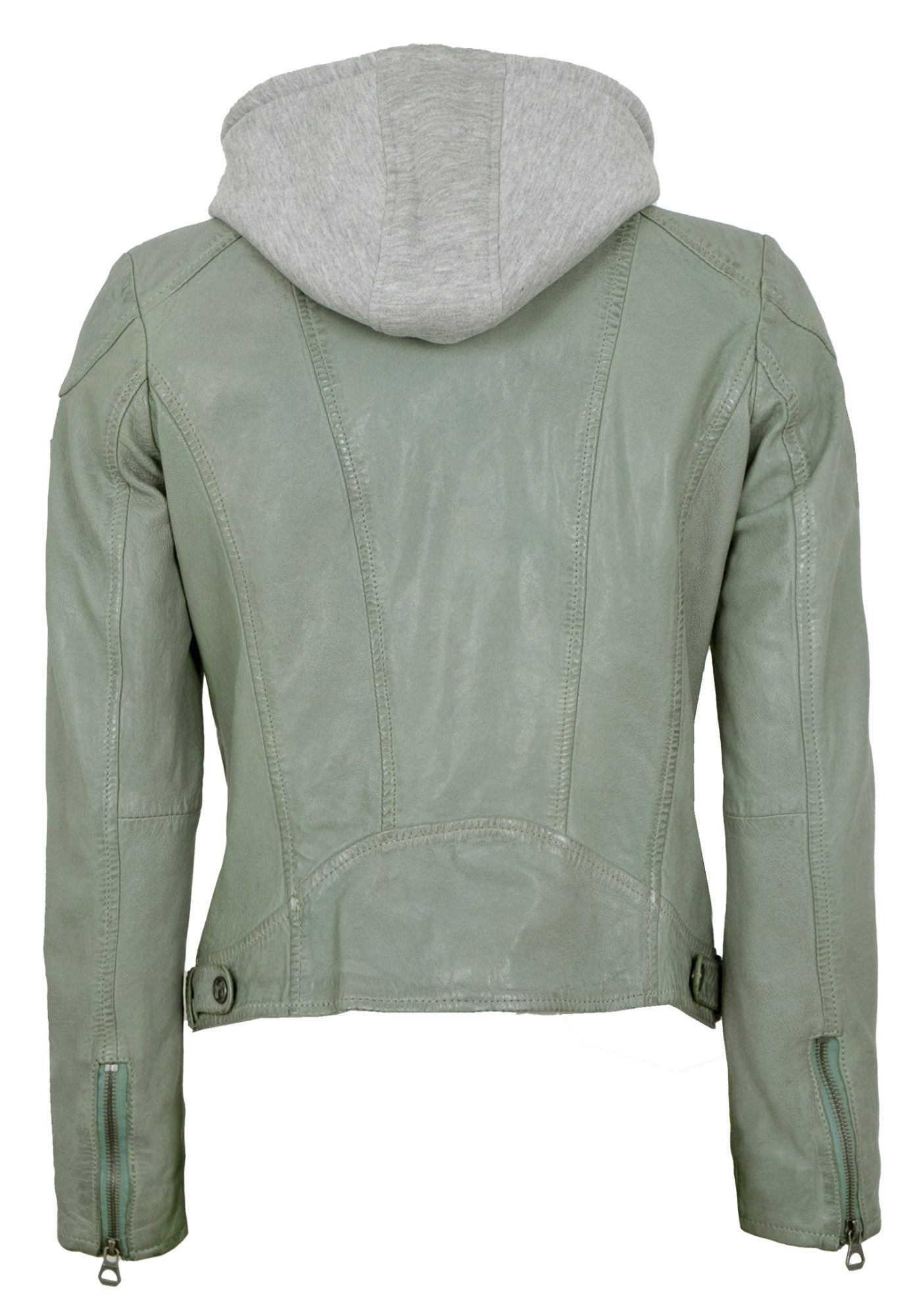 Gipsy by Mauritius Lederjacke GWAllie Gipsy - Damen Lederjacke Lammnappa Kapuze light mint