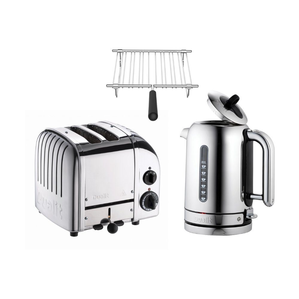 Toaster Dualit Set inkl. 2er Toaster + 1,7 L Wasserkocher & Brötchenaufsatz