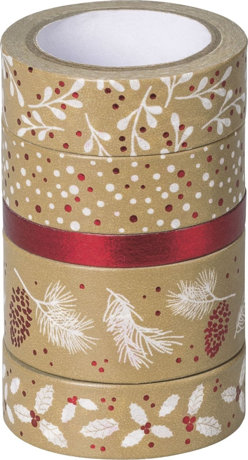 Heyda Bastelfilz Deko-Tape Natur rot/weiß VE=5 Rollen (6 Stück)