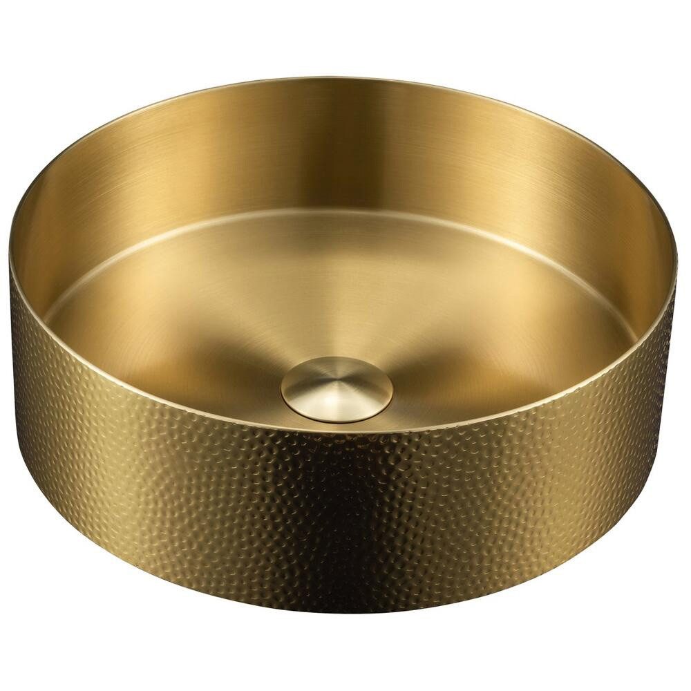HAK24 Waschtisch AURUM Aufsatzwaschtisch,38cm, inkl. Ablauf, Schmiedemetall, Gold matt