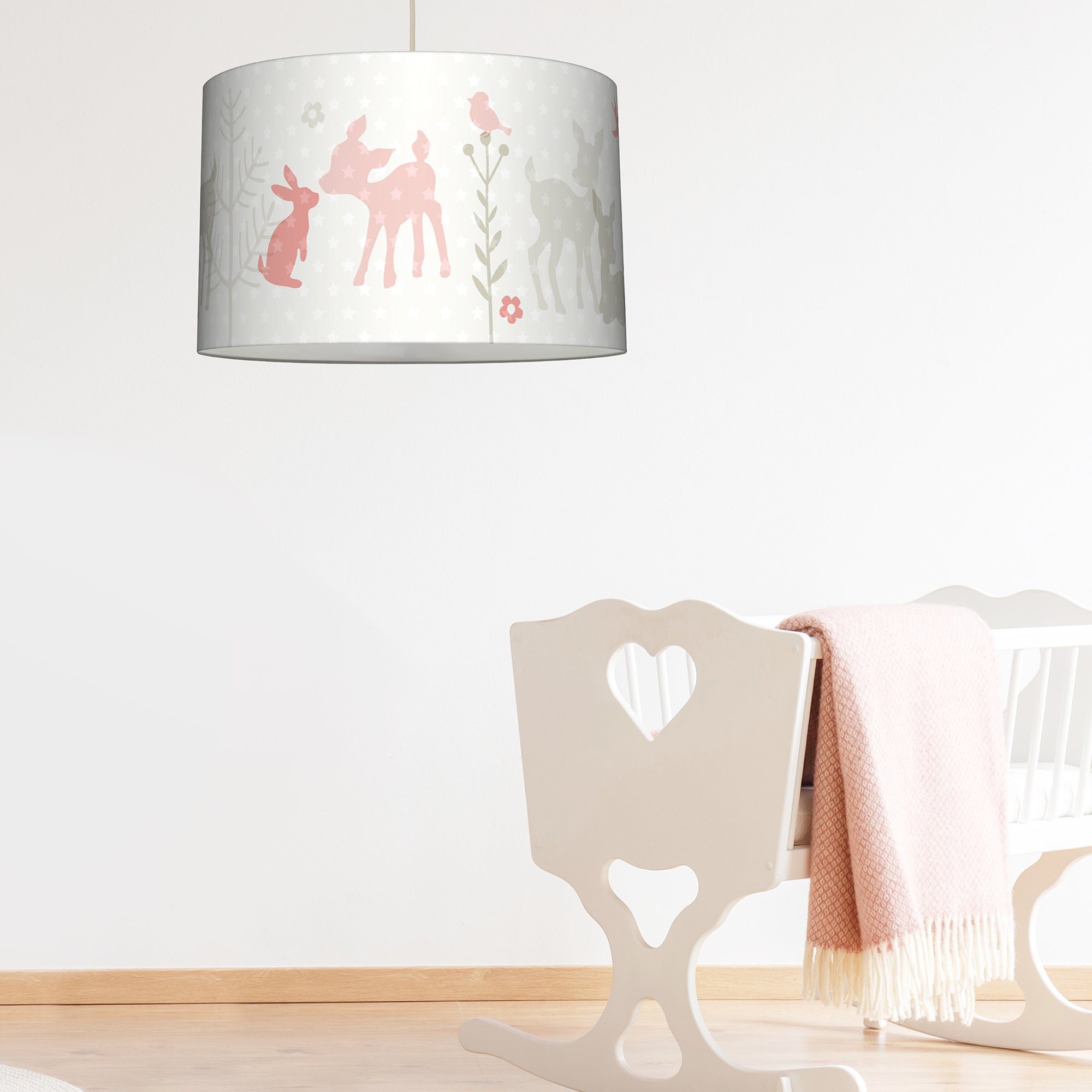 Shine, wechselbar lovely Pendelleuchte label LED Häschen - Kinderzimmer Plug Lampe & Rehe Baby, & apricot/grau/beige