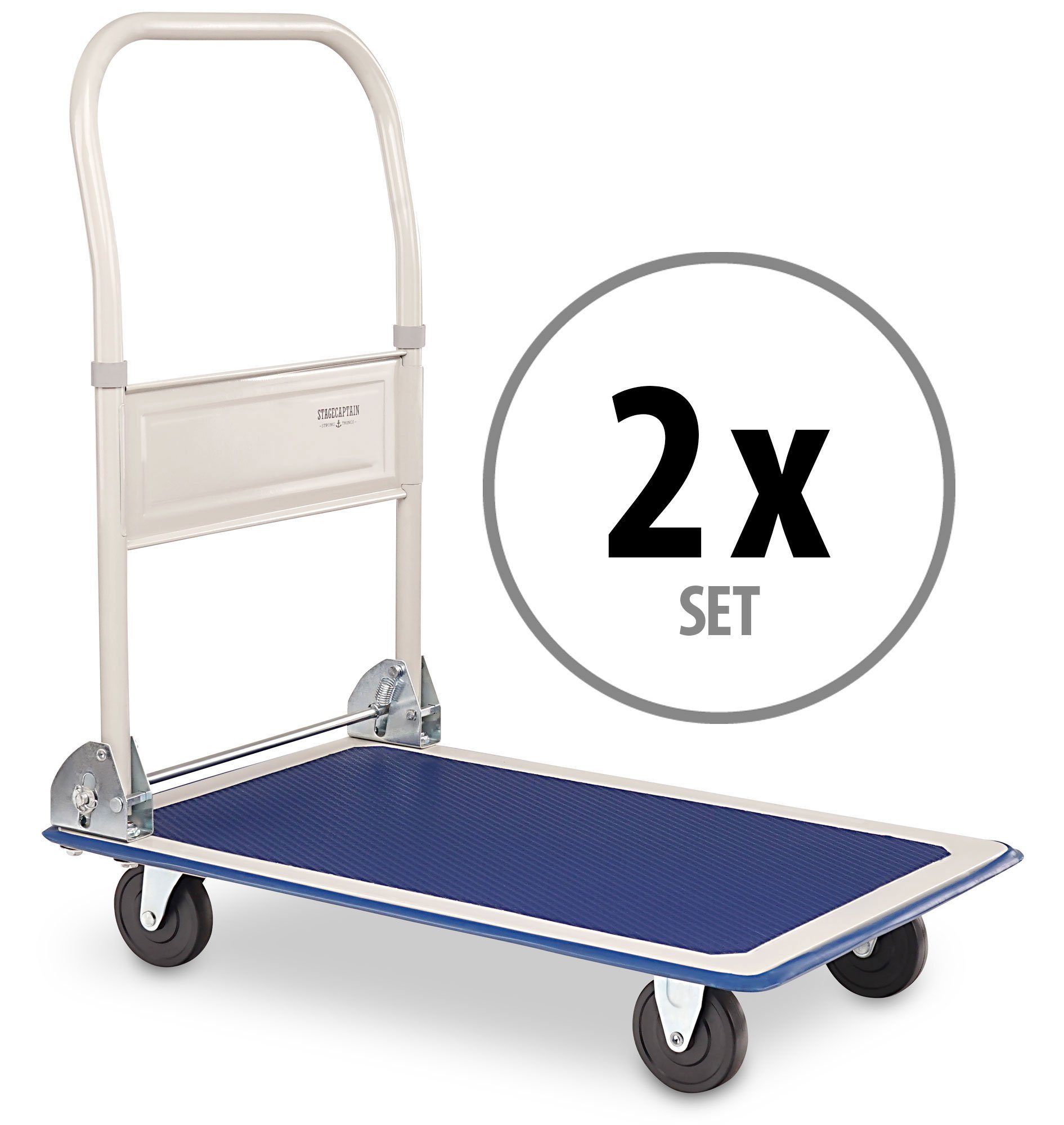 Stagecaptain Handwagen Plattformwagen 2x Set - Transportkarre, Handgriff mit Fußbedienung