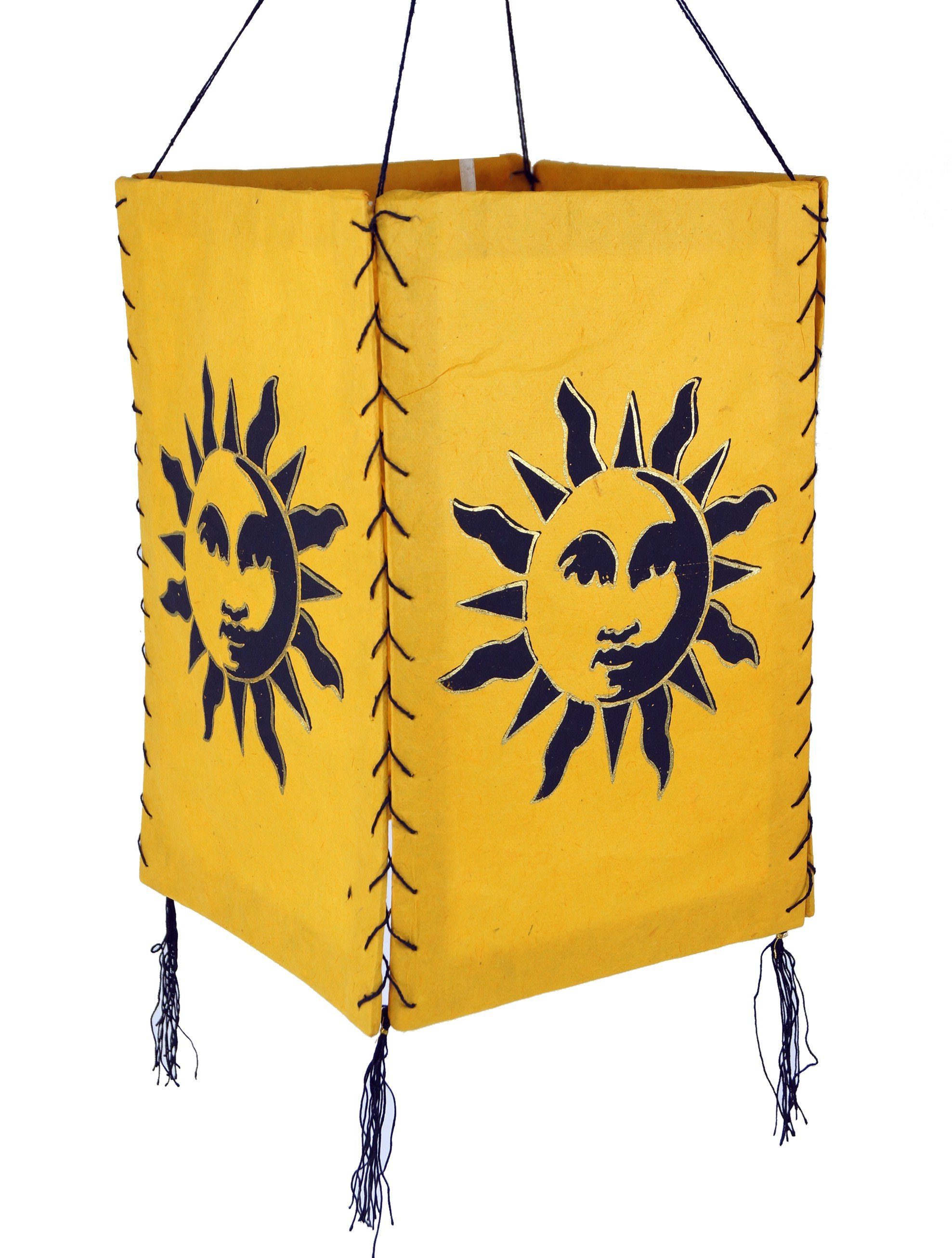 Guru-Shop Deckenleuchten Lokta Papier Hänge 1 gelb Lampenschirm, Deckenleuchte.., Leuchtmittel Sonne inklusive nicht