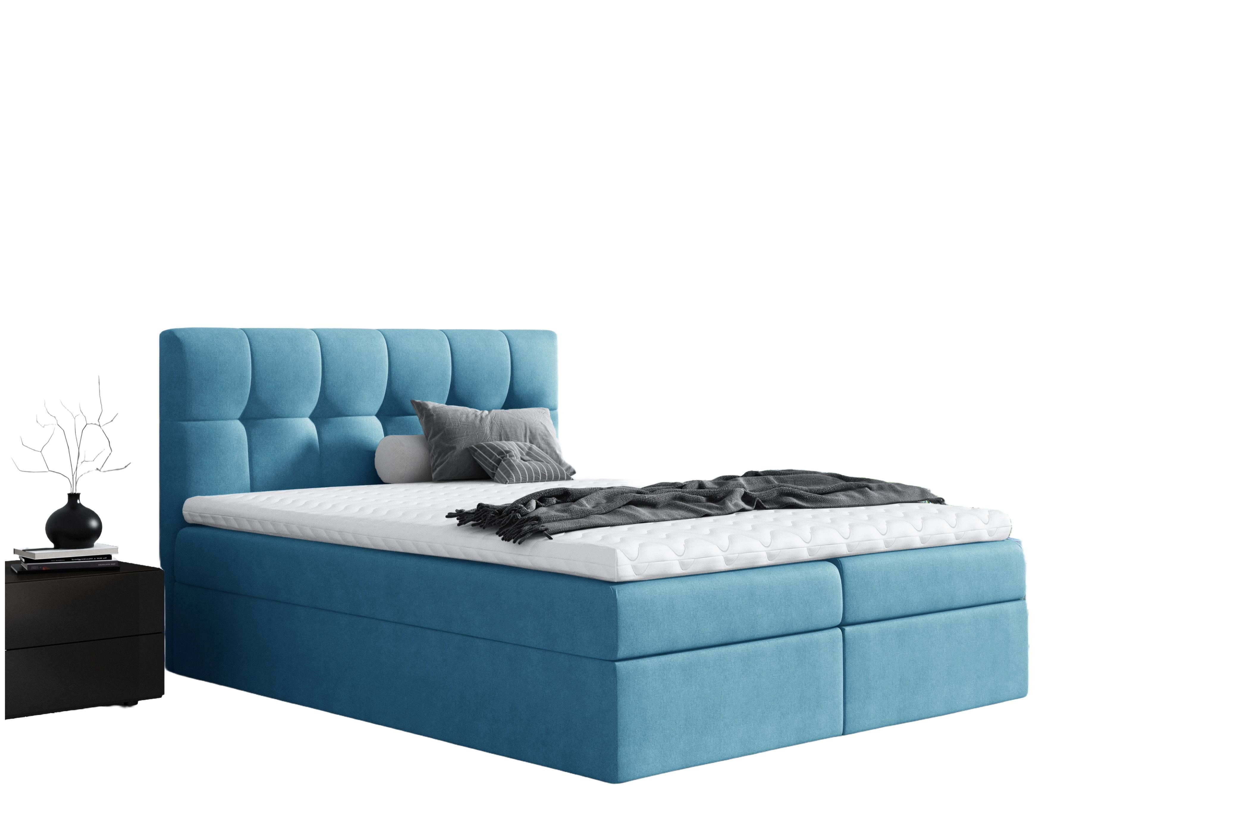 Bett Doppelbett in modernem Blau für das Schlafzimmer, Maße 160x200 cm