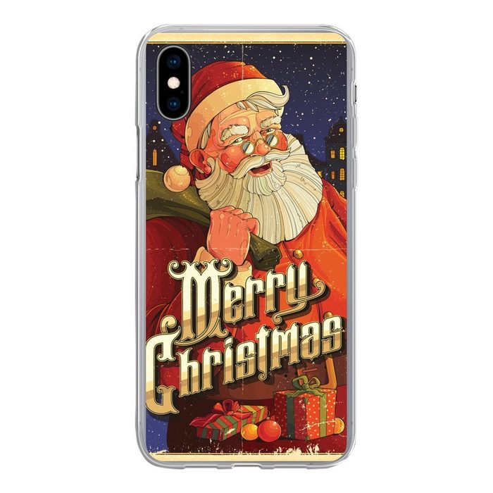 MuchoWow Handyhülle Vintage-Weihnachtsmann - Weihnachten Handyhülle Apple iPhone Xs Smartphone-Bumper Print Handy