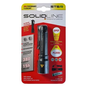 SOLIDLINE Taschenlampe Taschenlampe Aufladbar ST5R mit Clip 380 lm