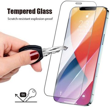 OLi Handyhülle Silikon Case mit 3X Schutzglas für iPhone 12/12 Pro mit Kamera Schutz 6,1 Zoll, Transparente 1X Cover, Hülle mit 3X Schutzglas